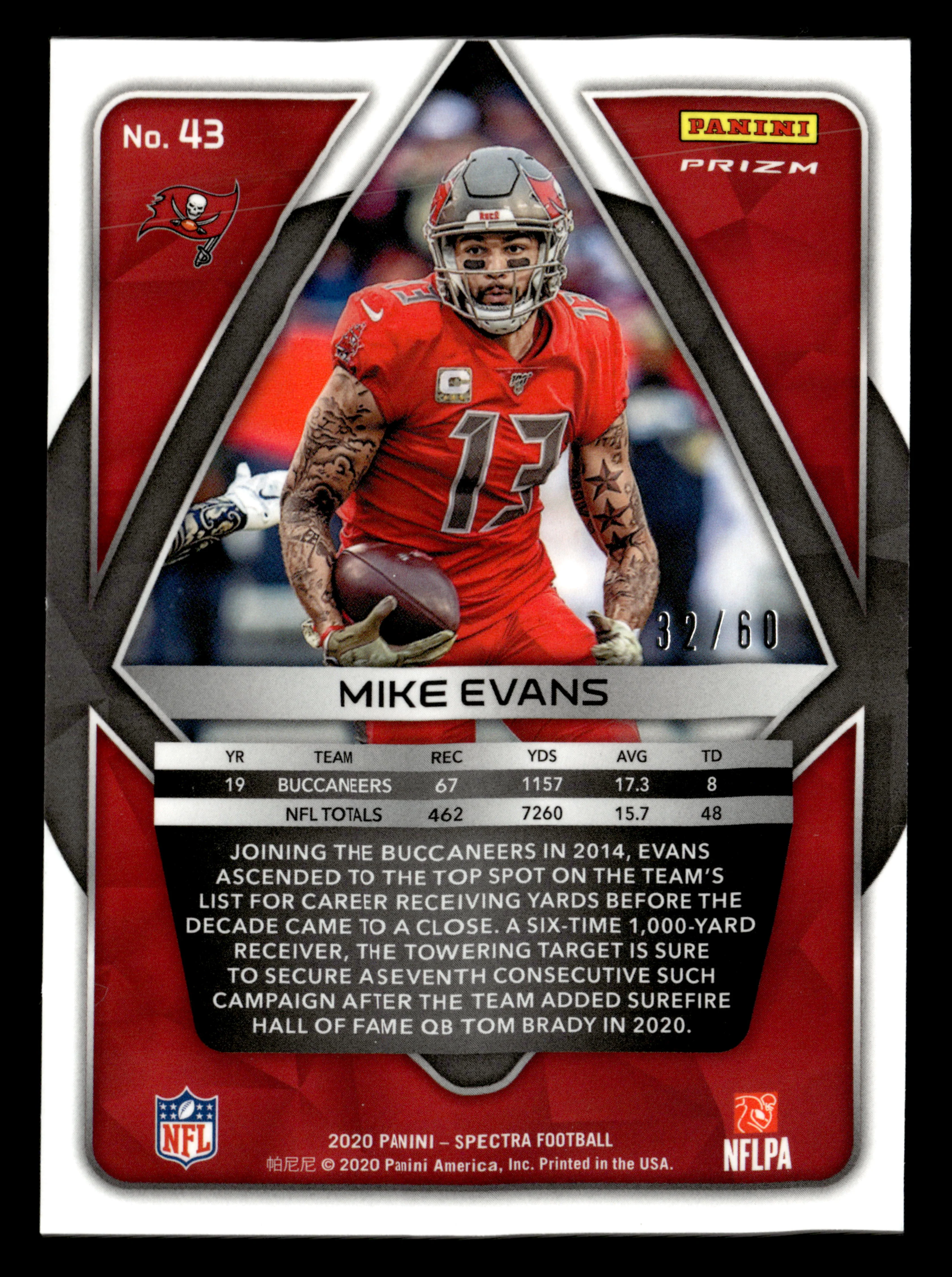 2020 Panini Spectra #43 Mike Evans Neon Blue #/60 - Image 2