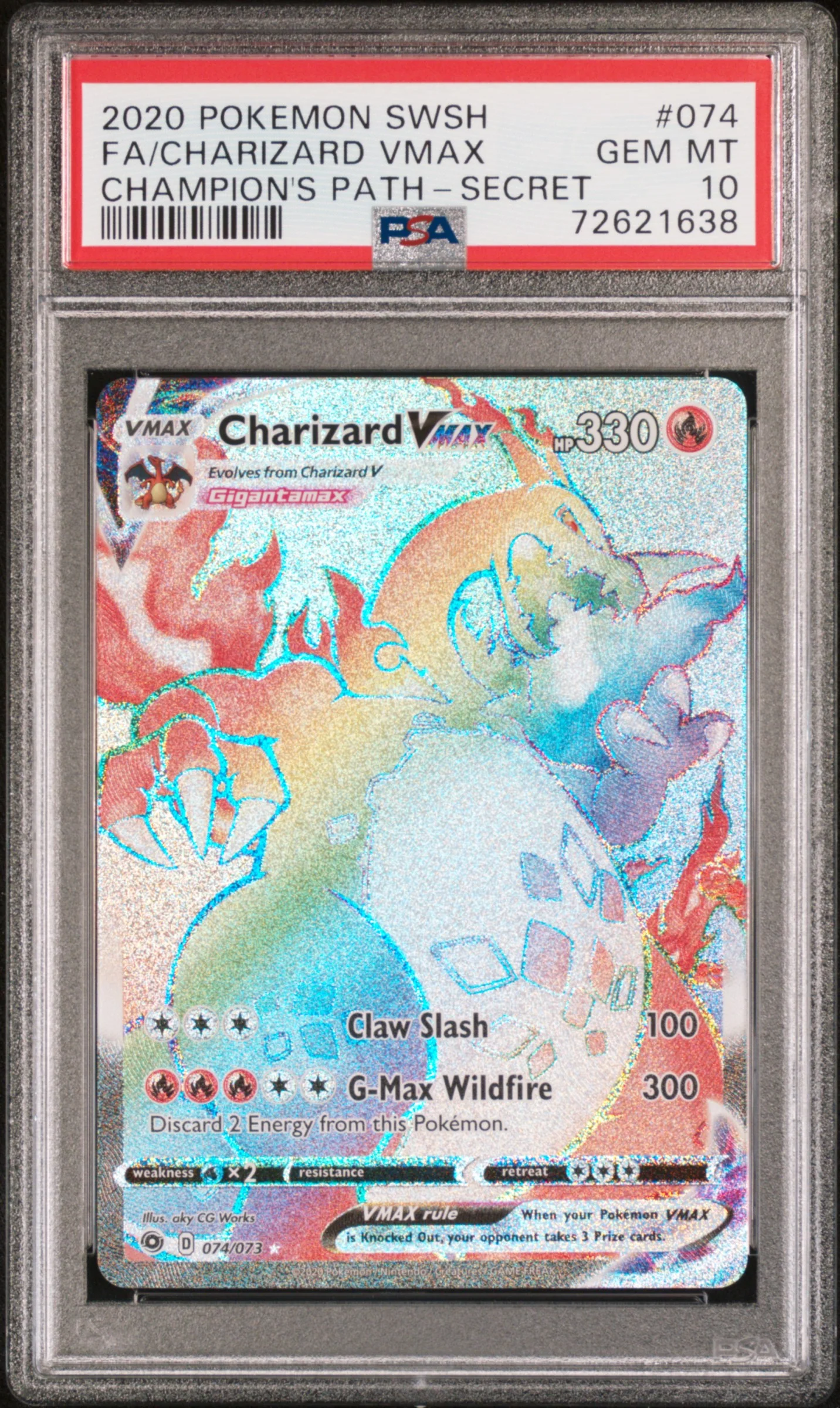 2020 Pokemon Champion'S Path #074 Fa/Charizard Vmax PSA 10 - Image 5