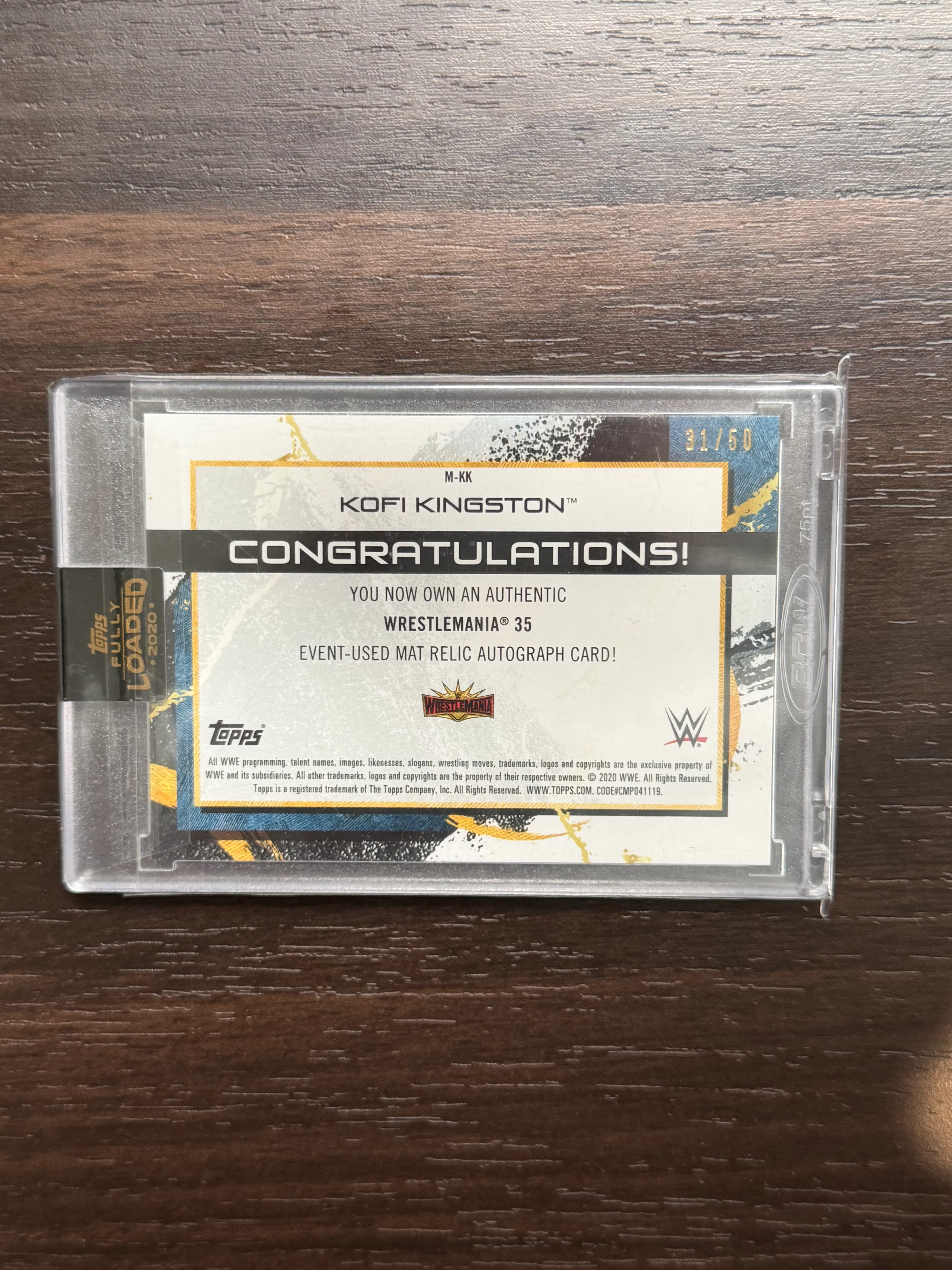 2020 Topps Fully Loaded #M-KK Kofi Kingston 2020 Autograph Mat Green /50 Sealed Relic - Image 2