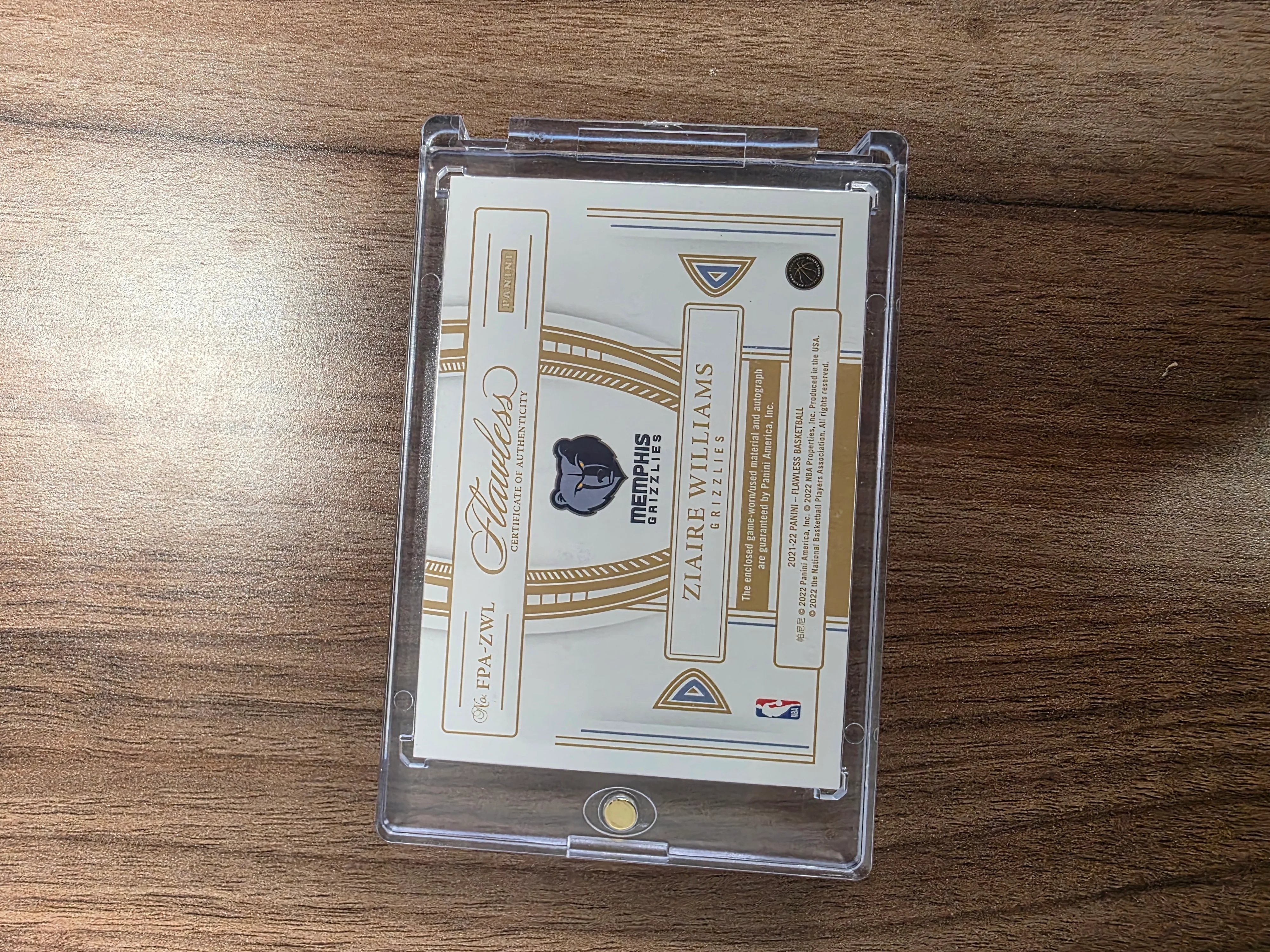 2021-22 Panini Flawless Basketball FPA-ZWL Ziaire Williams Patch Auto /25 - Image 2