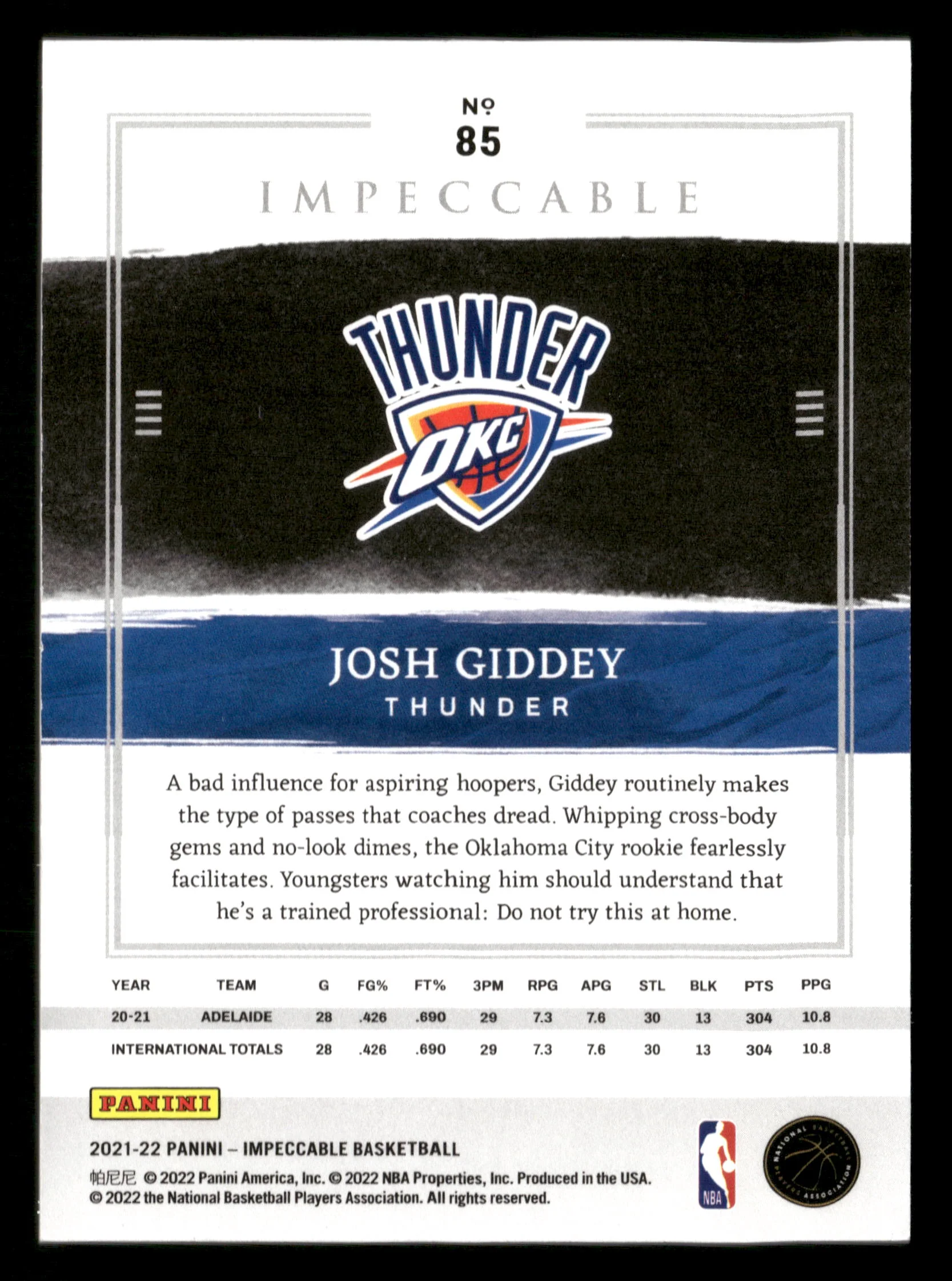 2021-22 Panini Impeccable #85 Josh Giddey Green #/35 - Image 2