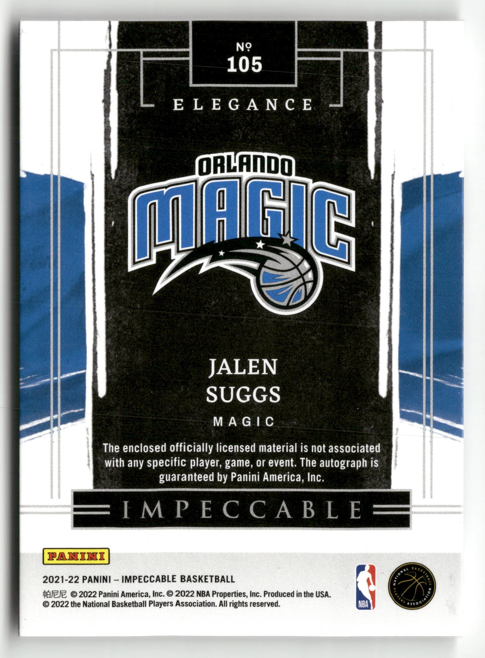 2021-22 Panini Impeccable Basketball No.105 Jalen Suggs RPA Rookie Patch Auto /88 - Image 2