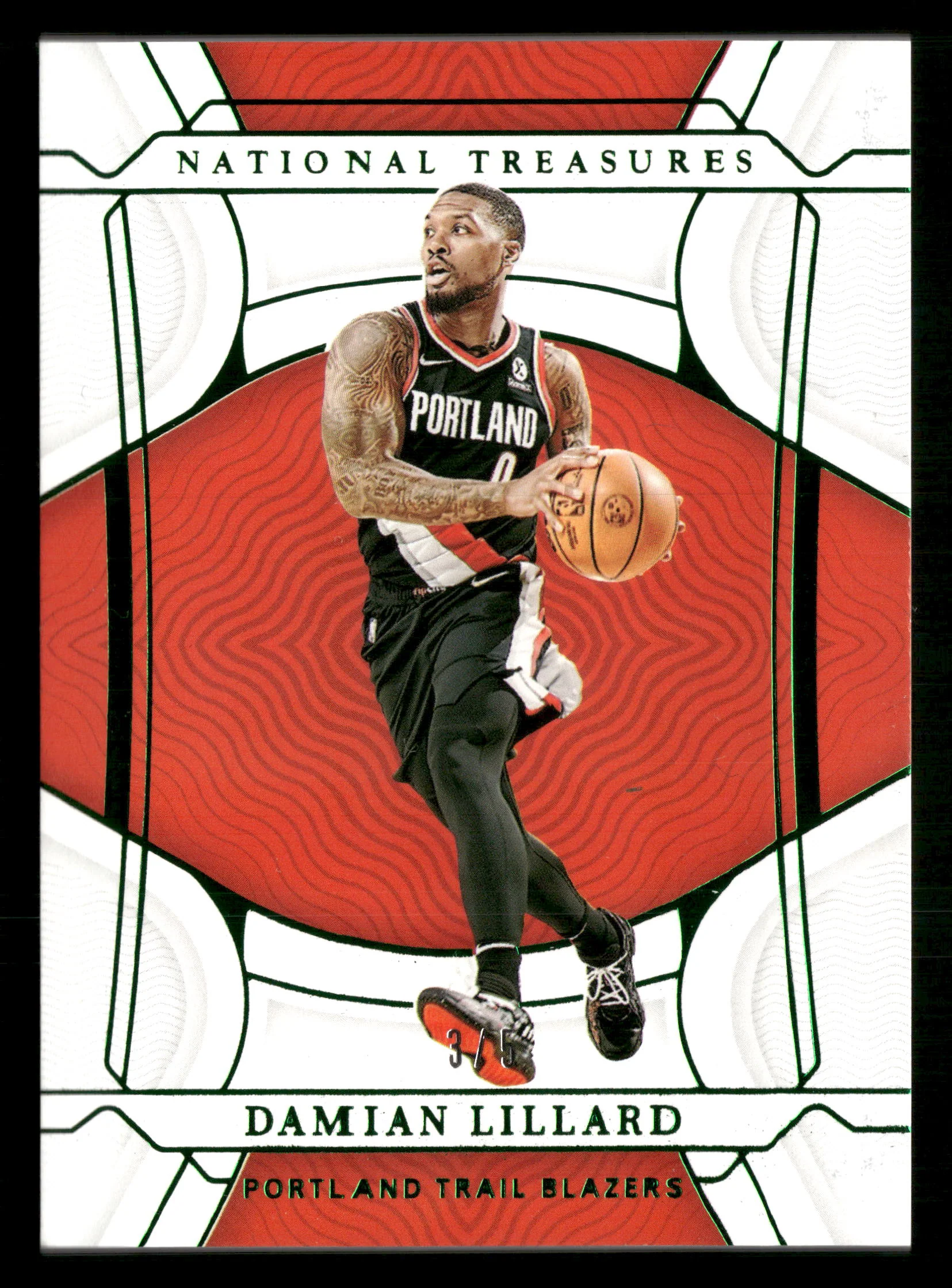 2021-22 Panini National Treasures No.89 Damian Lillard /5 Green