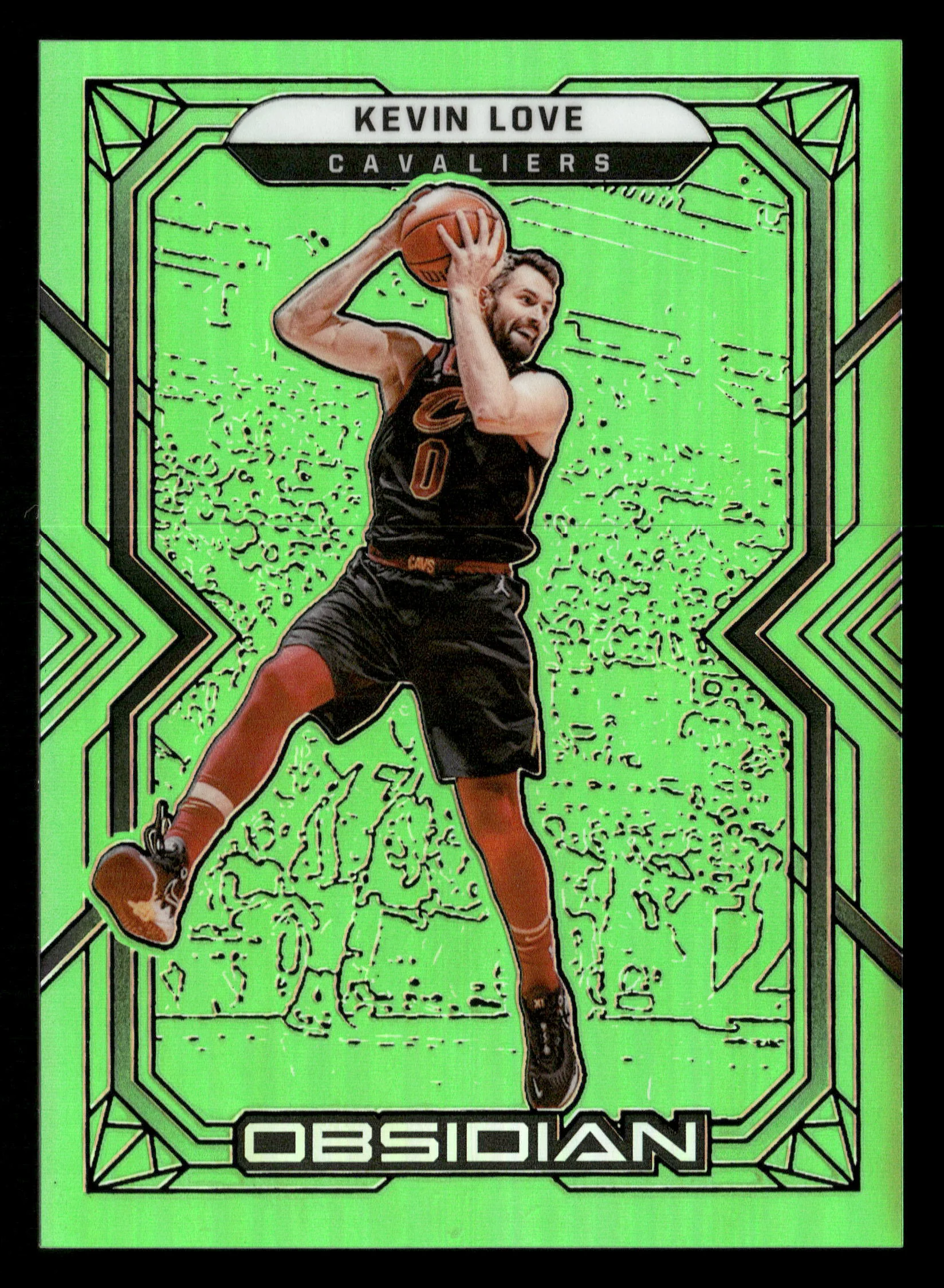 2021-22 Panini Obsidian #21 Kevin Love Electric Etch Green Flood #/25