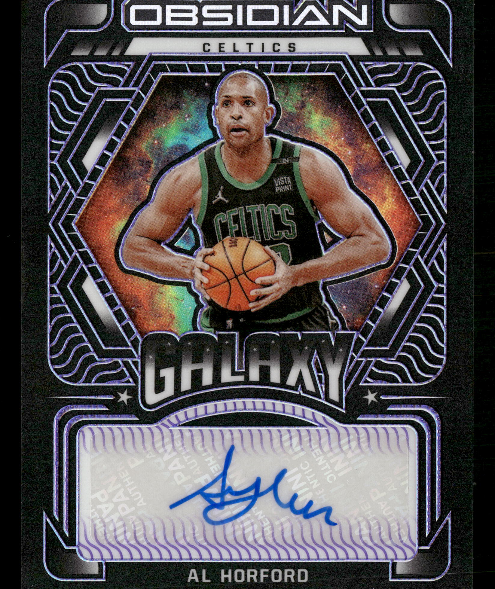 2021-22 Panini Obsidian GA-ALH Al Horford Galaxy Autographs Etch Purple/75