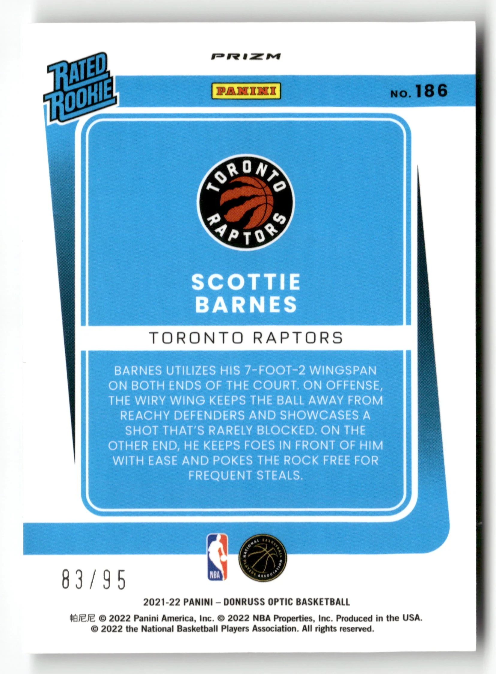 2021-22 Panini Prizm #SS-SBA Scottie Barnes Sensational Signatures - Image 2