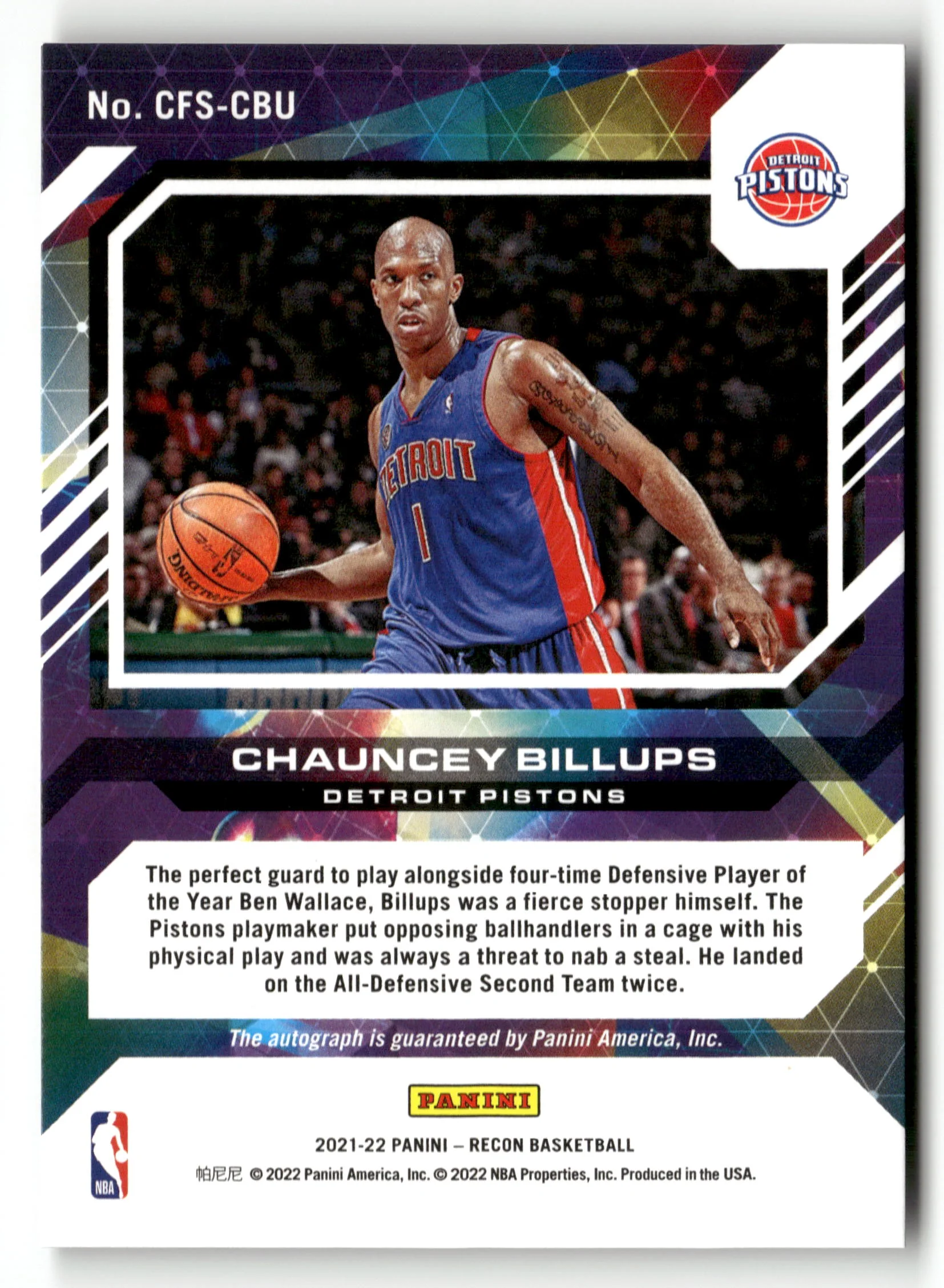 2021-22 Panini Recon #CFS-CBU Chauncey Billups Claim to Fame Signatures Red /75 - Image 2