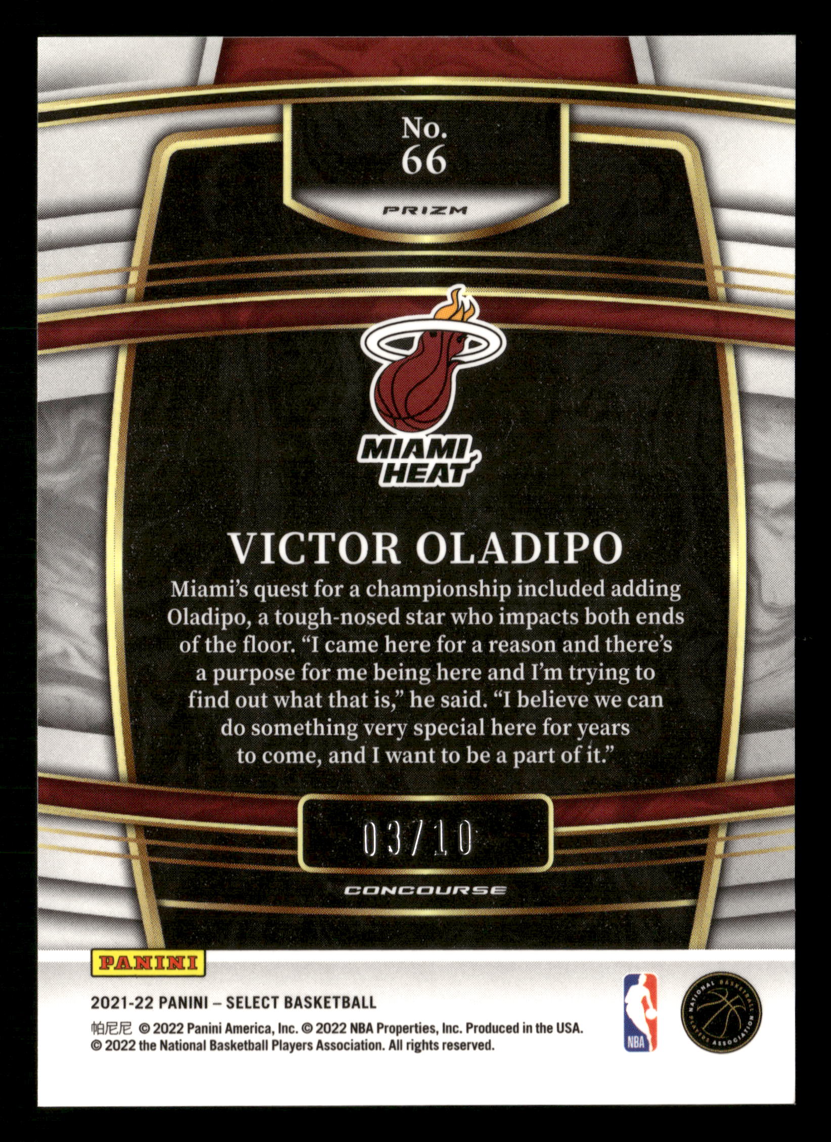 2021-22 Panini Select #66 Victor Oladipo Gold Disco Prizms #/10 - Image 2
