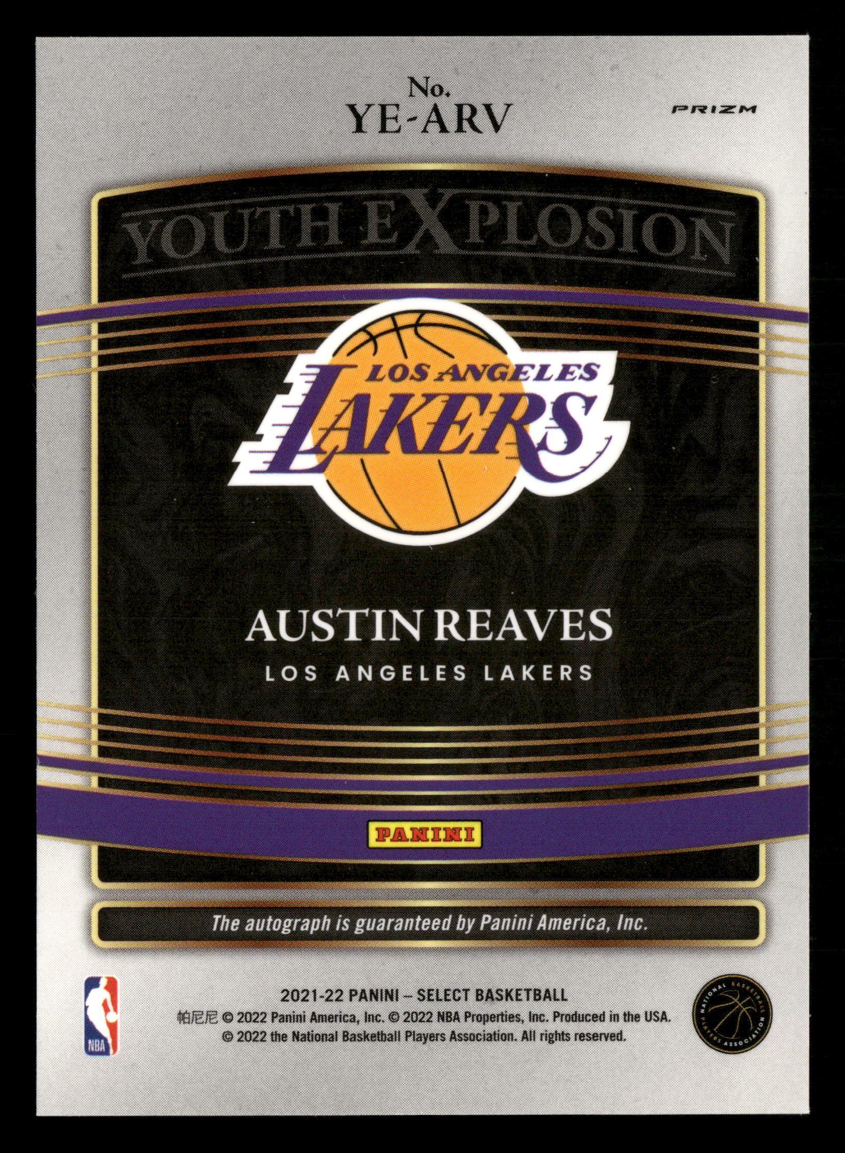 2021-22 Panini Select #YE-ARV Austin Reeves Silver Youth Explosion Rookie Auto - Image 2