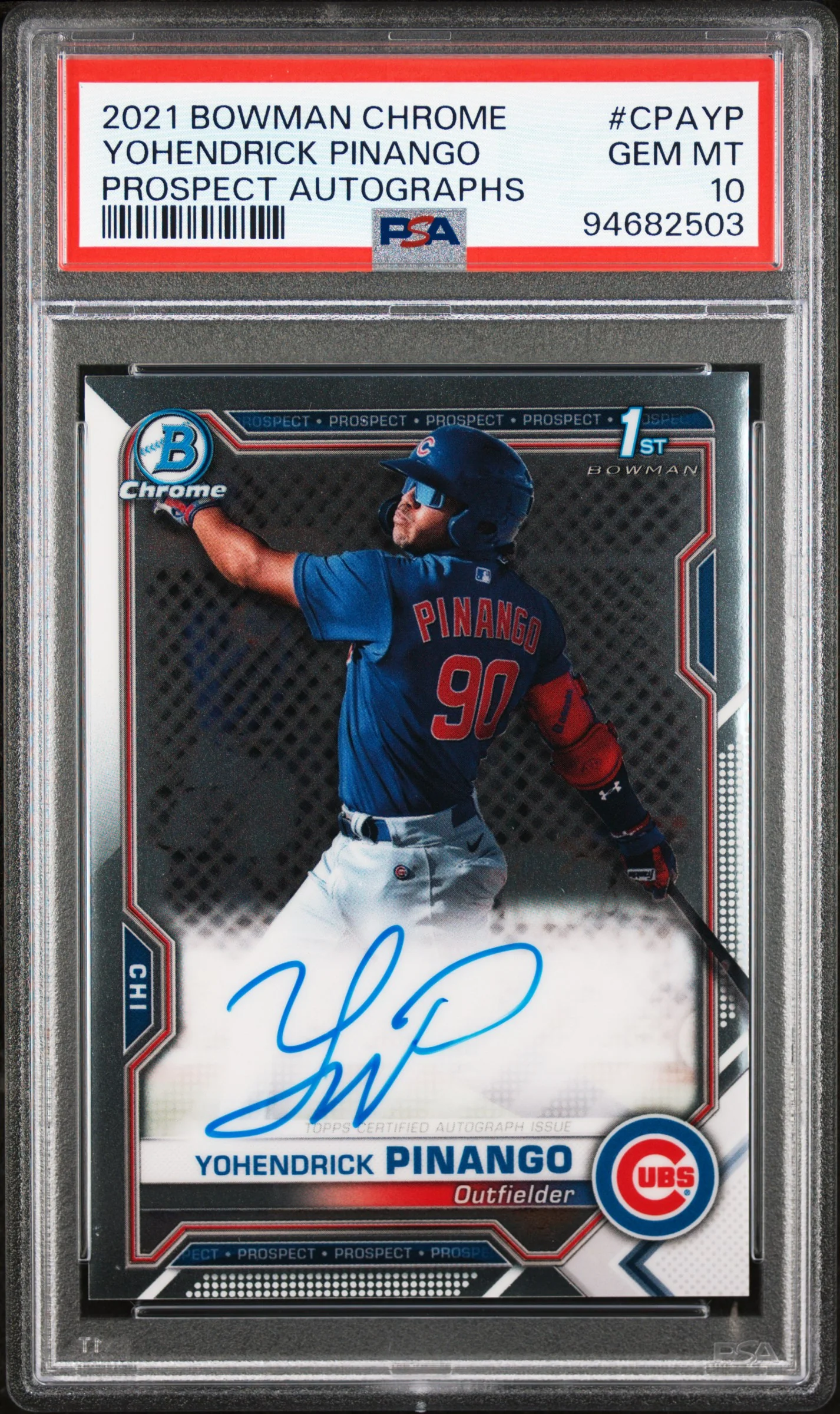 2021 Bowman Chrome  #CPAYP Yohendrick Pinango Prospect Autographs PSA 10
