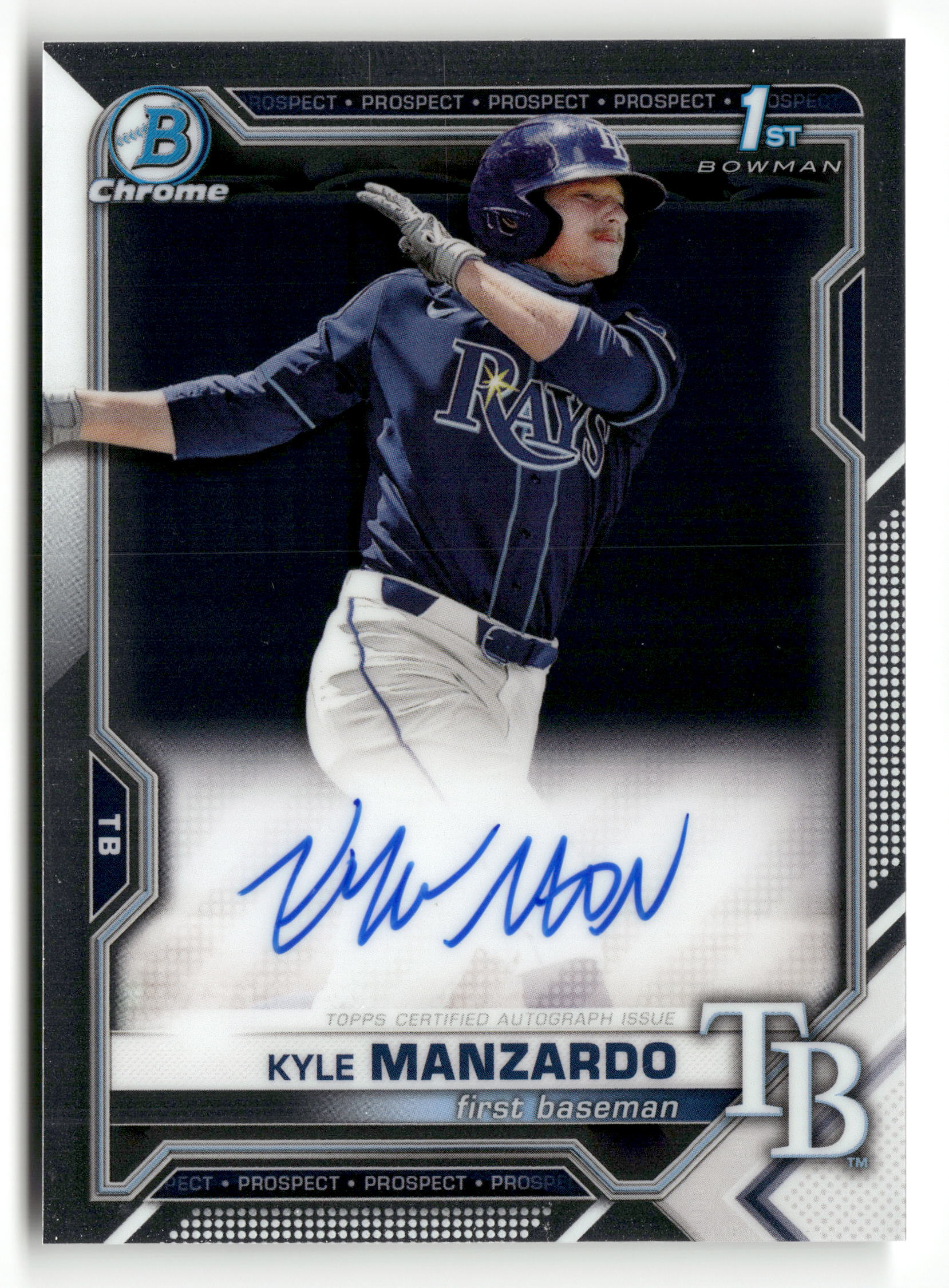 2021 Bowman Draft #CDA-KM Kyle Manzardo Chrome Draft Pick Autographs