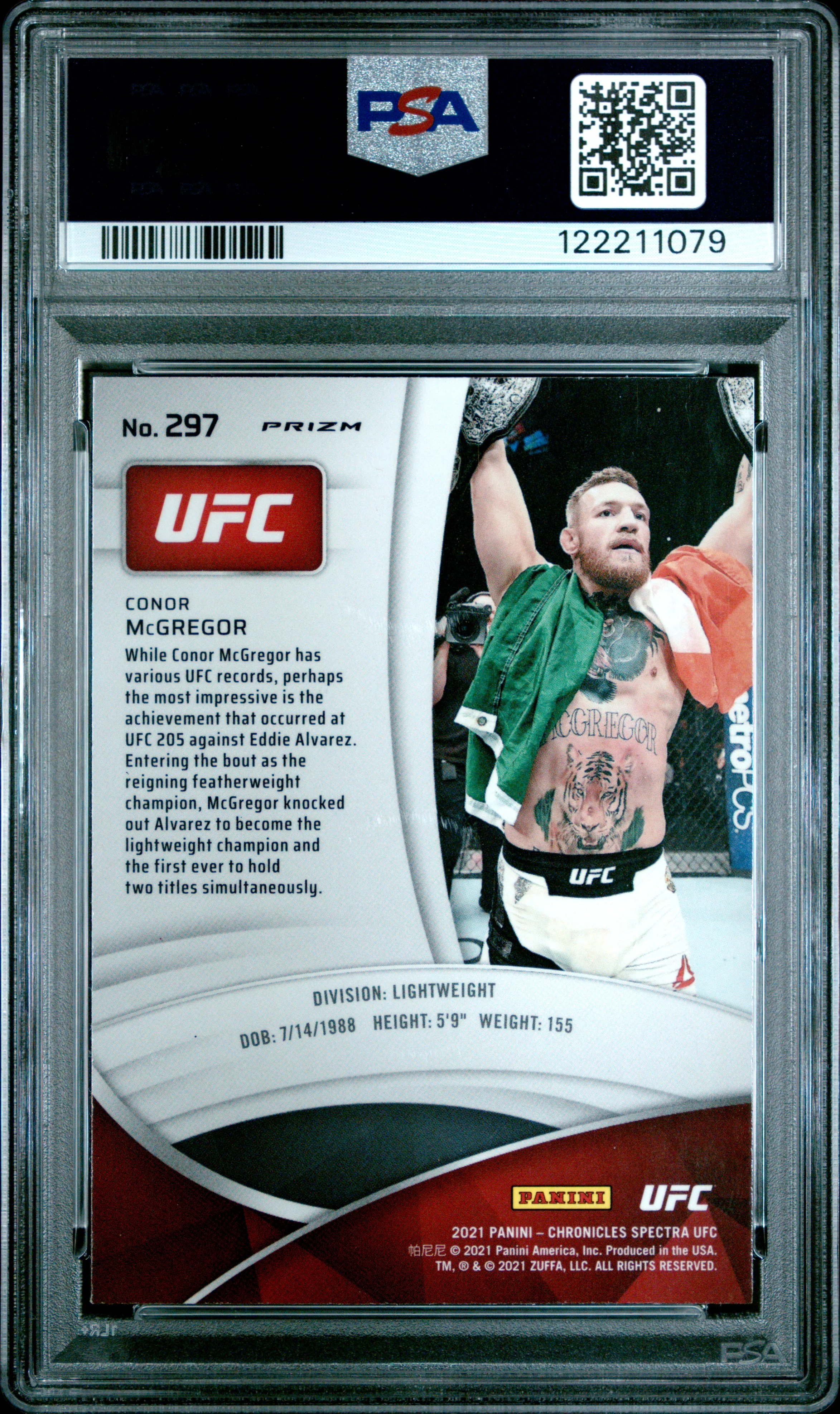 2021 Panini Chronicles Ufc #297 Conor Mcgregor Silver PSA 10 - Image 2