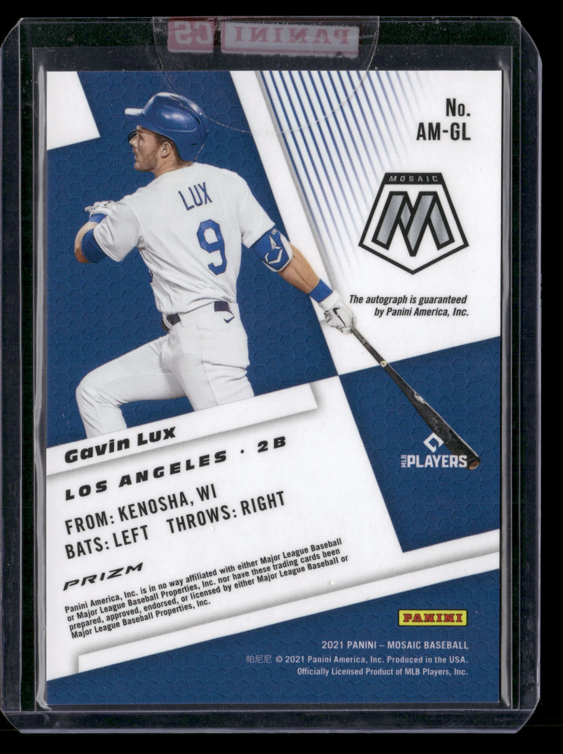 2021 Panini Mosaic #AM-GL Gavin Lux Autographs Mosaic - Image 2