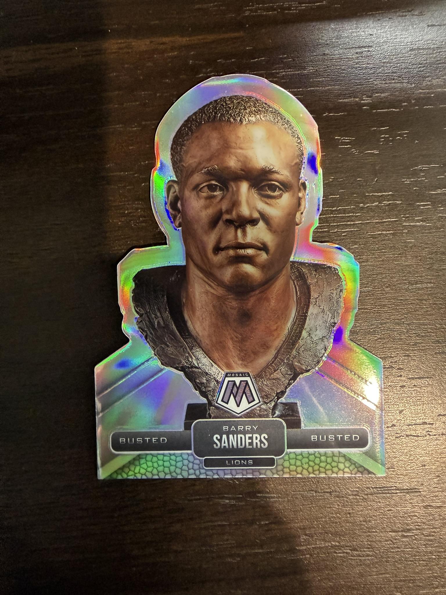 2021 Panini Mosaic #BU-15 Barry Sanders Busted - Image 3