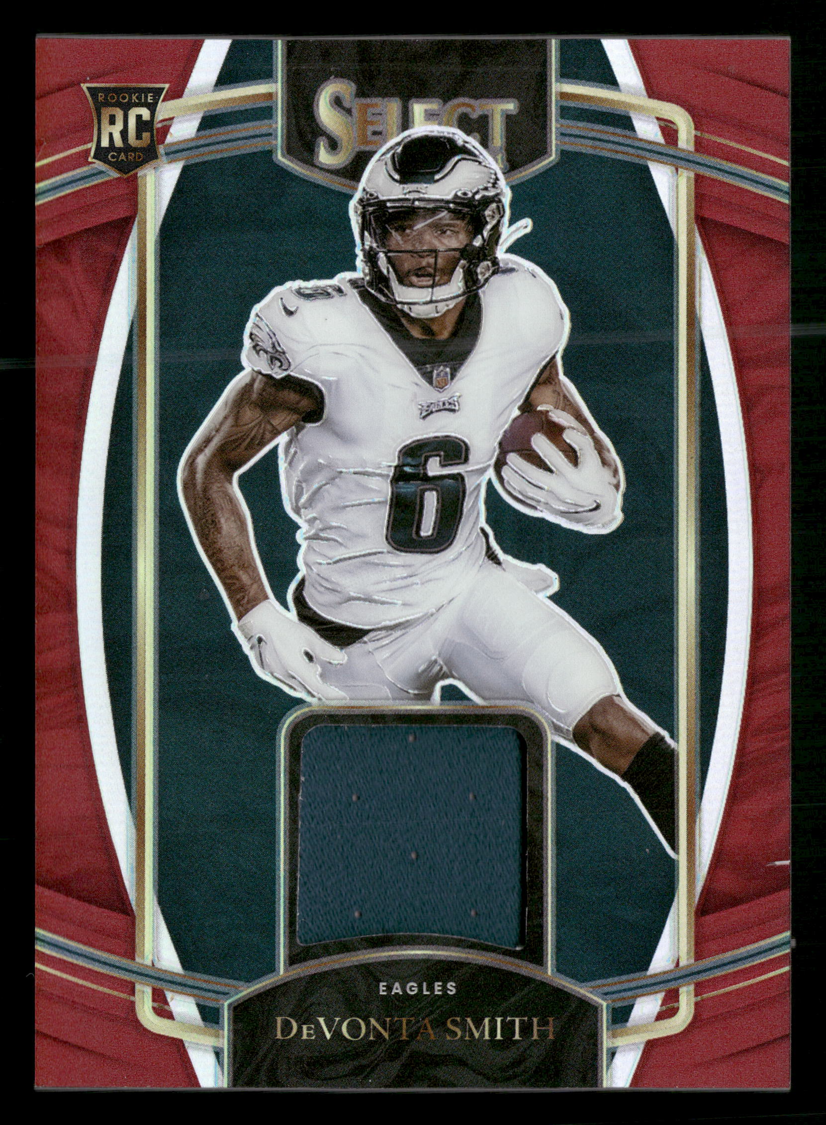 2021 Panini Select #RSW-DSM DeVonta Smith Rookie Swatches Red Prizm - Image 3