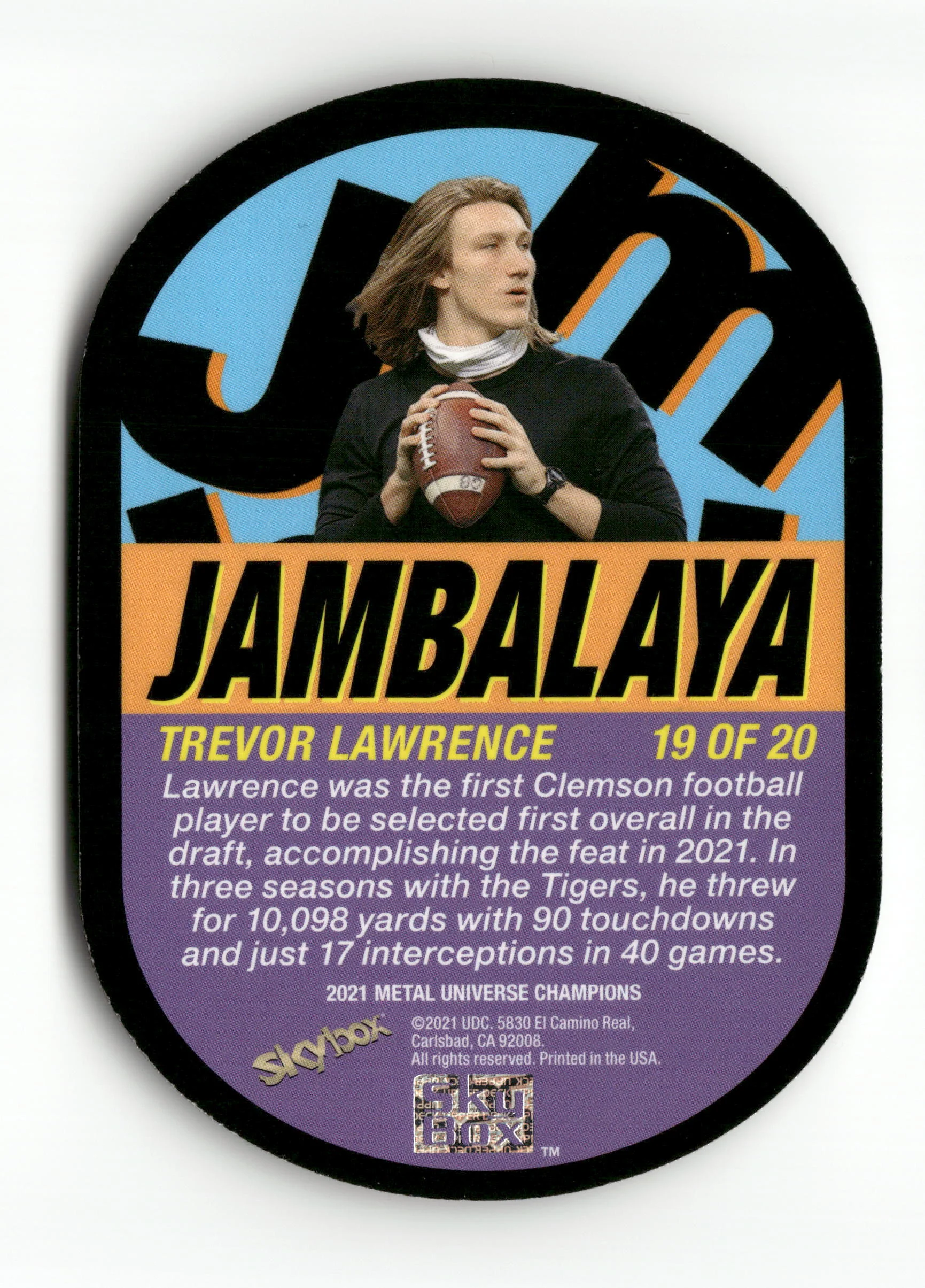 2021 SkyBox Metal Universe Champions #19 Trevor Lawrence Jambalaya - Image 2
