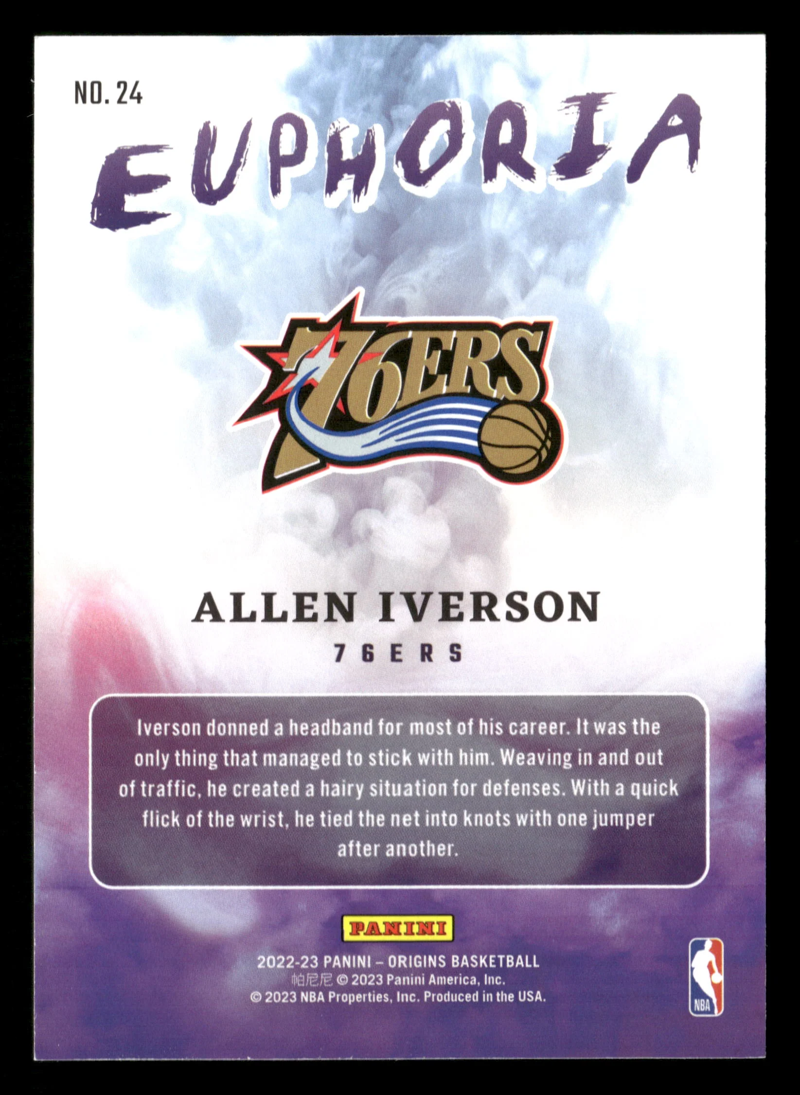 2022-23 Origins #24 Allen Iverson Euphoria Turquoise /25 - Image 2