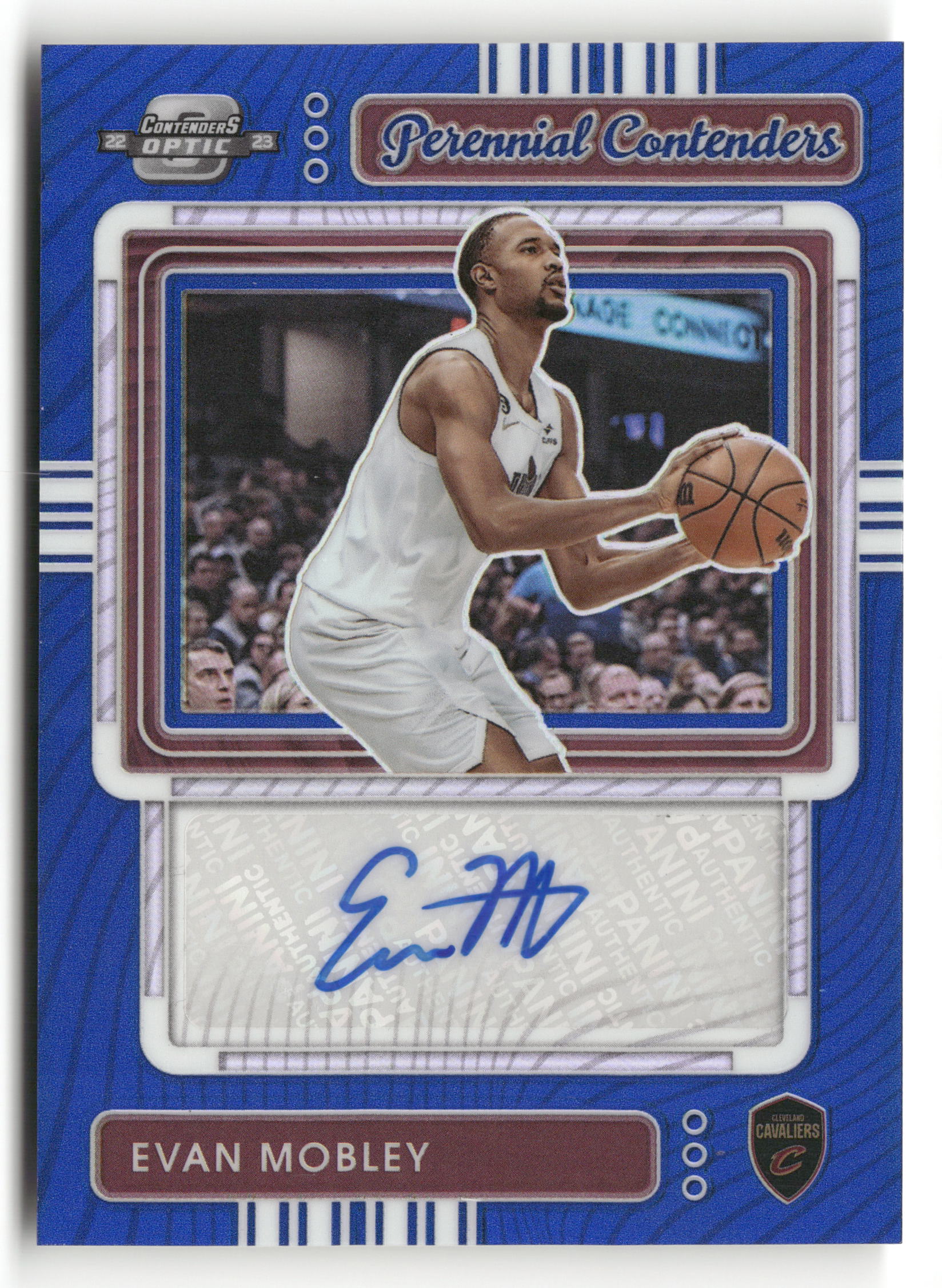 2022/23 Panini Contenders Optic PCA-EVM Evan Mobley Perenial Contenders Auto Blue /75