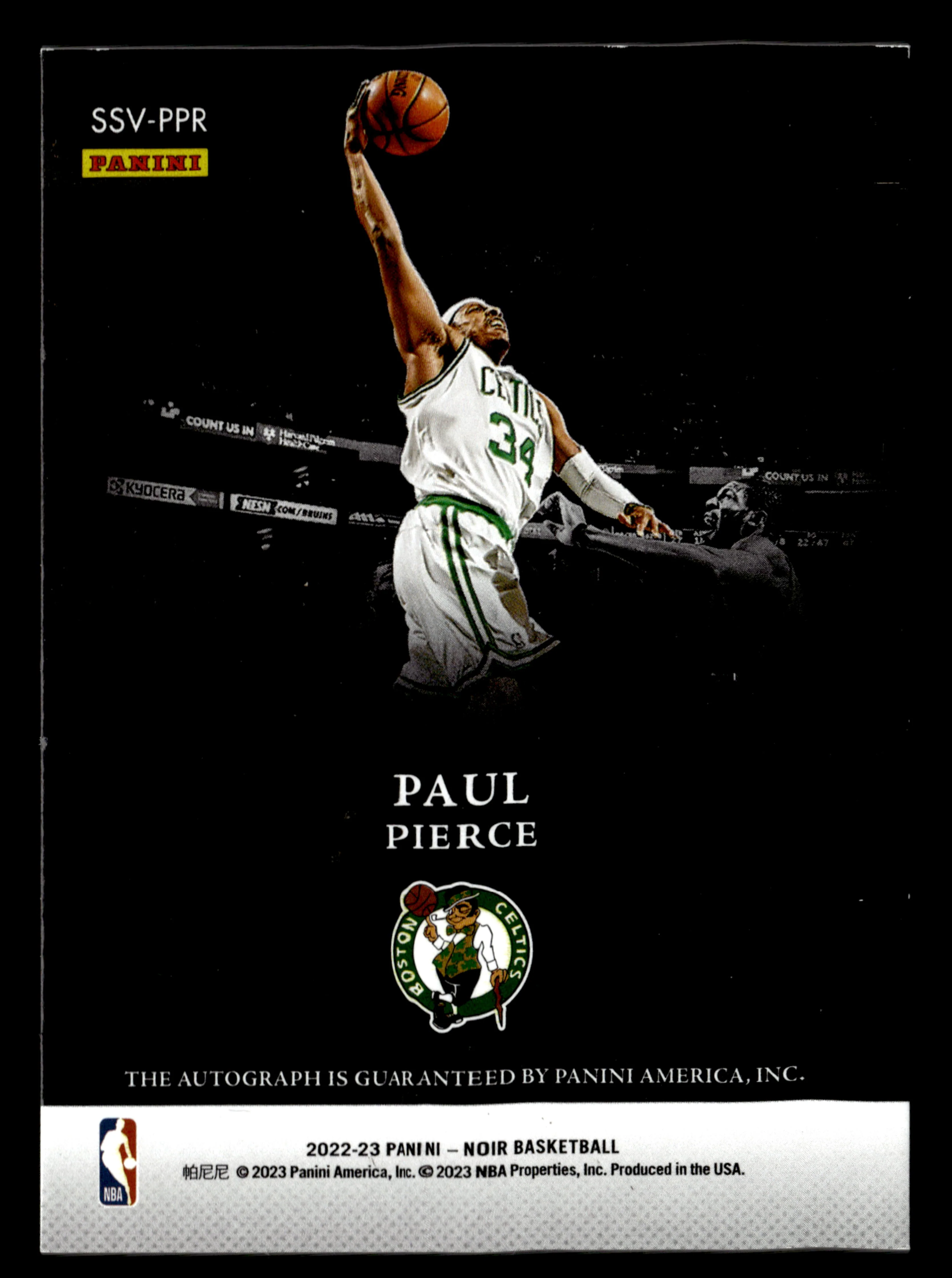 2022-23 Panini Noir #SSV-PPR Paul Pierce Spotlight Signatures Vertical #/99 - Image 2