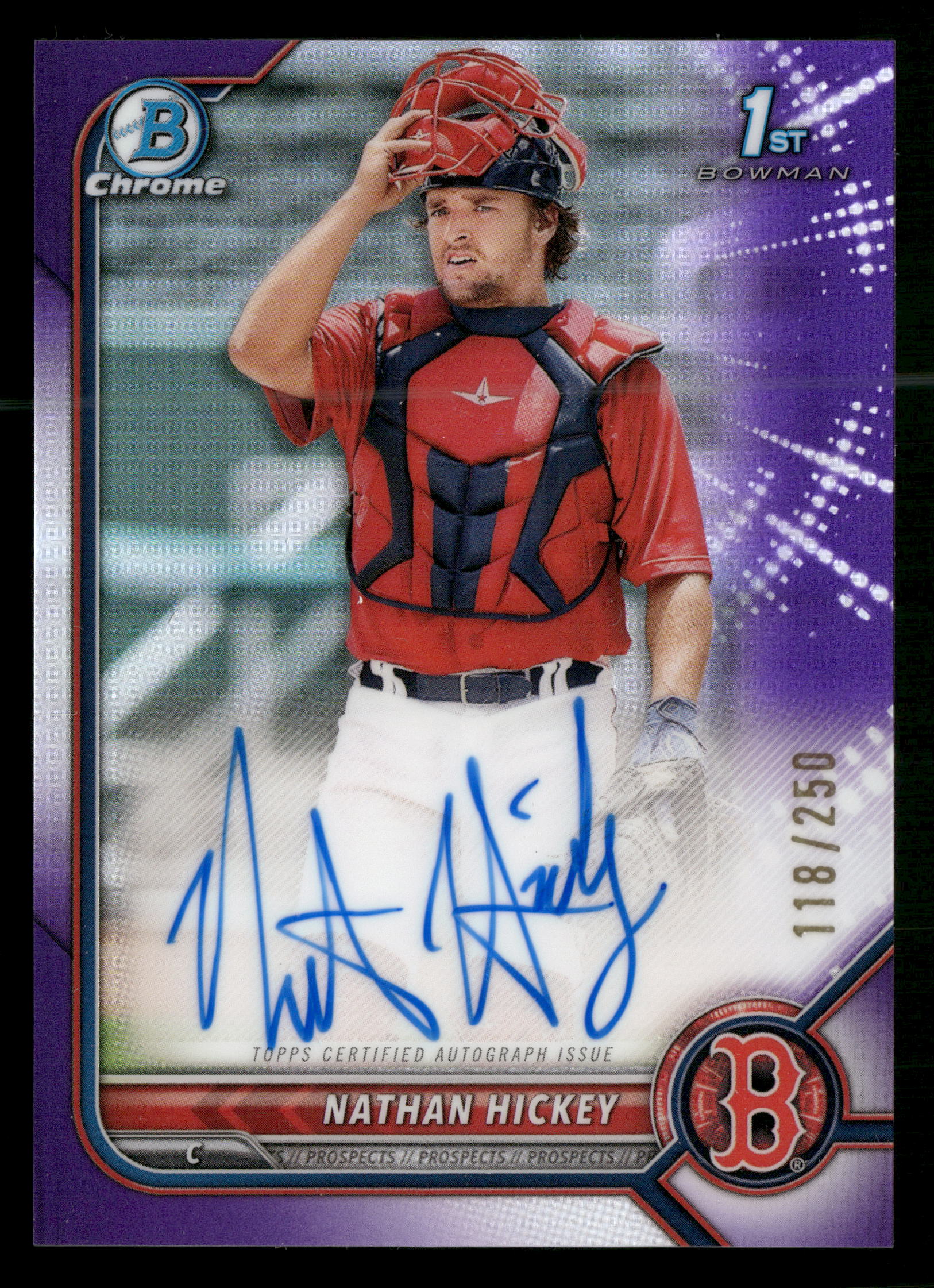 2022 Bowman Chrome #CPA-NH Nathan Hickey Prospect Auto Purple #/250