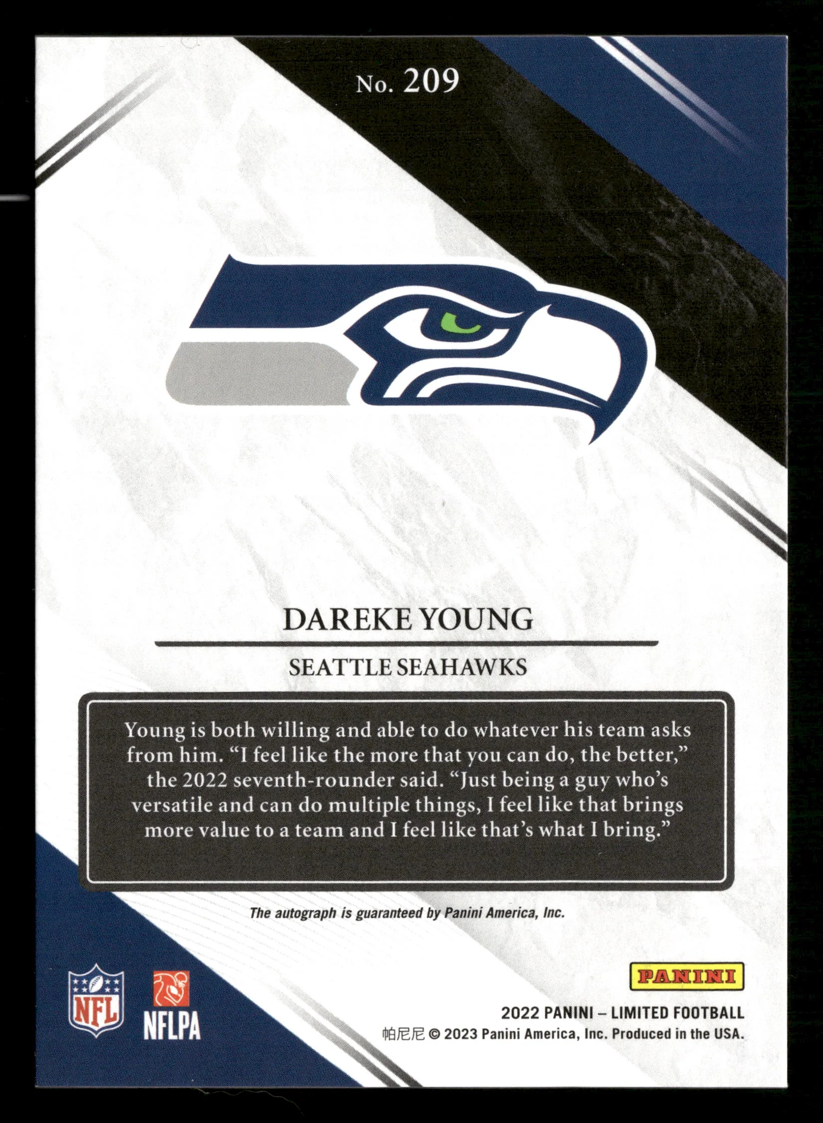2022 Limited #209 Dareke Young Auto #/25 - Image 2