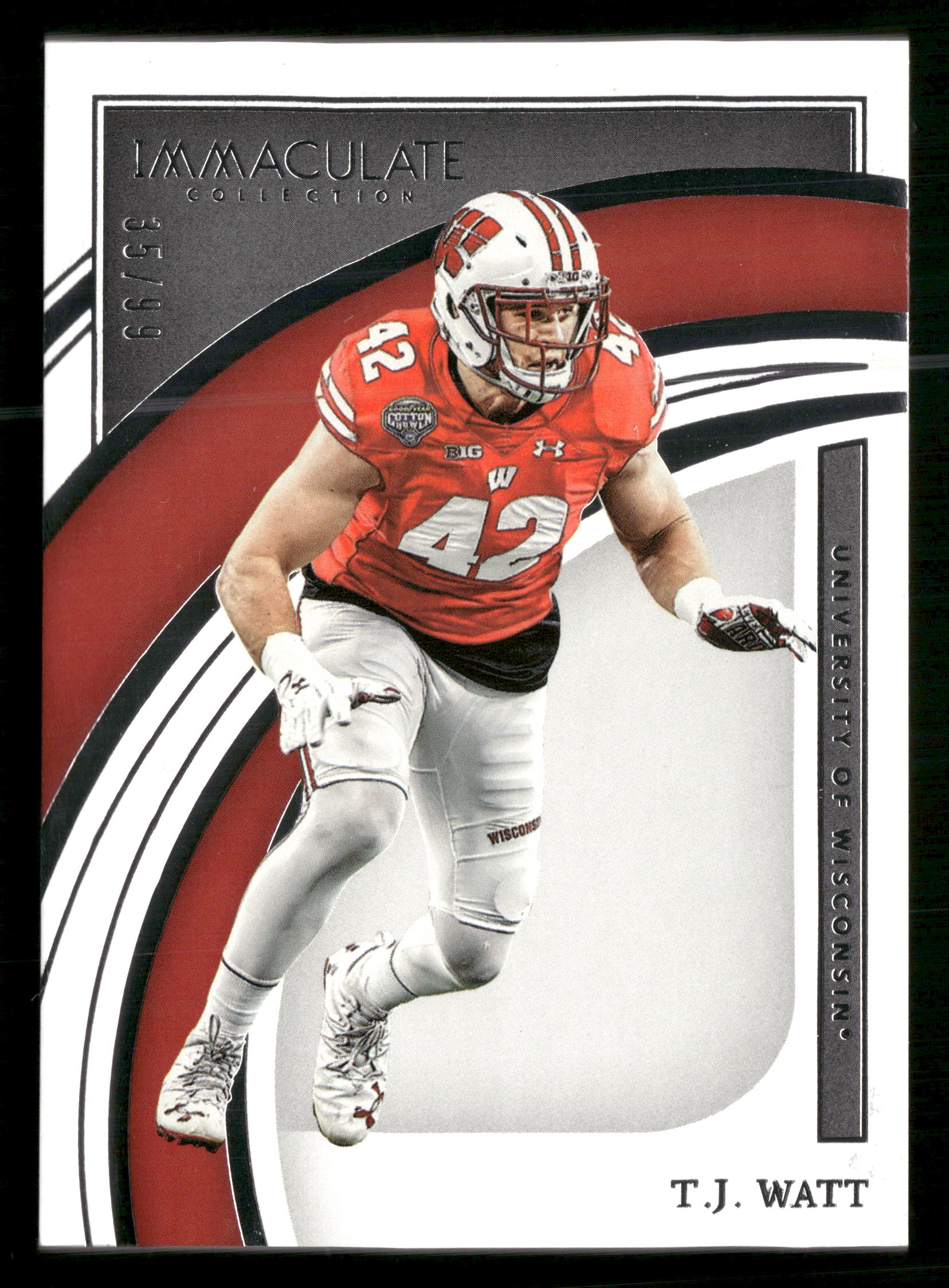 2022 Panini Immaculate Collection Collegiate #49 T.J. Watt #/99