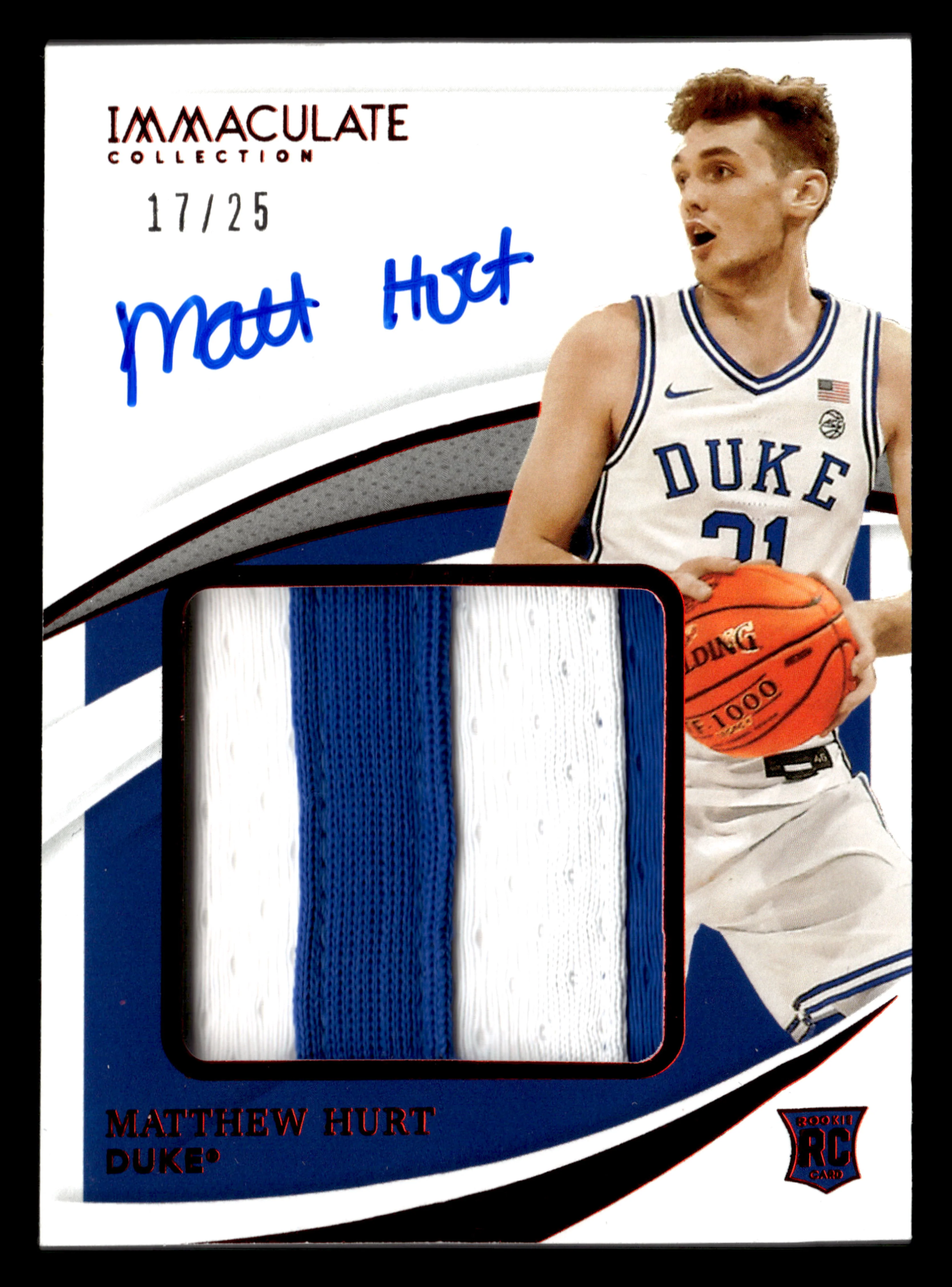 2022 Panini Immaculate Collection Collegiate PPA-MH Matthew Hurt RPA Red /25