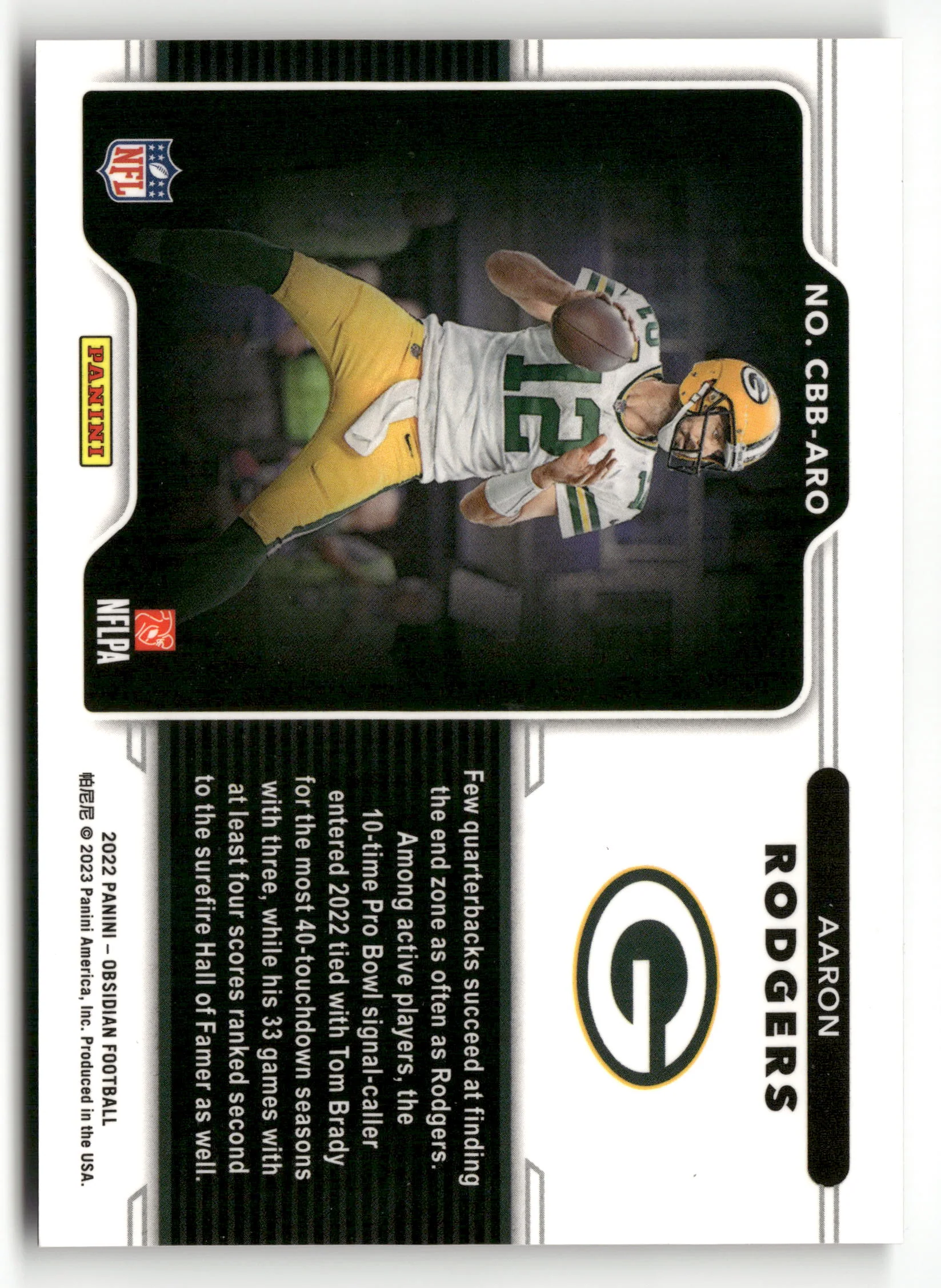 2022 Panini Obsidian #CCB-ARO Aaron Rodgers Color Blast Black - Image 2