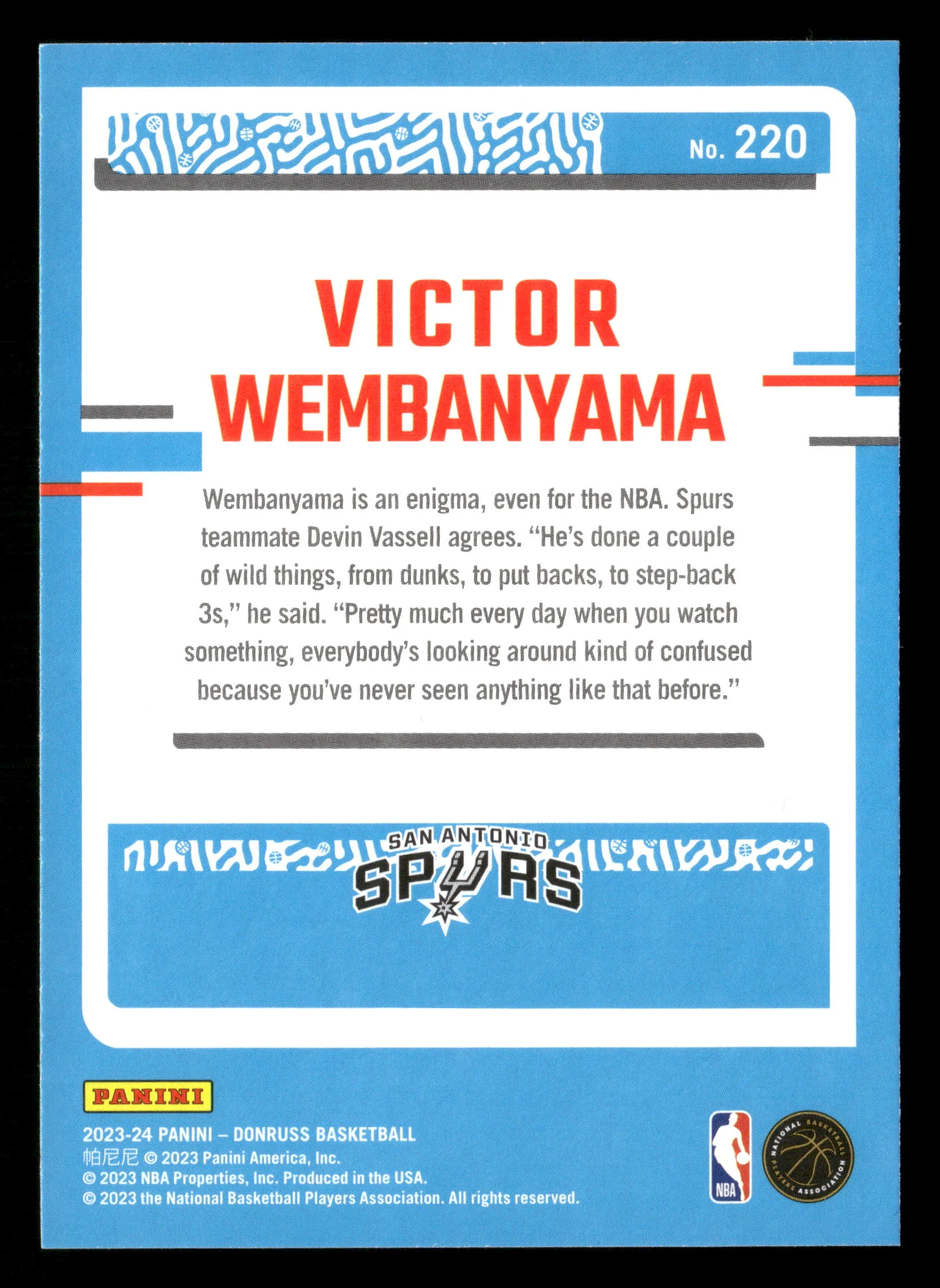 2023-24 Donruss #220 Victor Wembanyama - Image 2