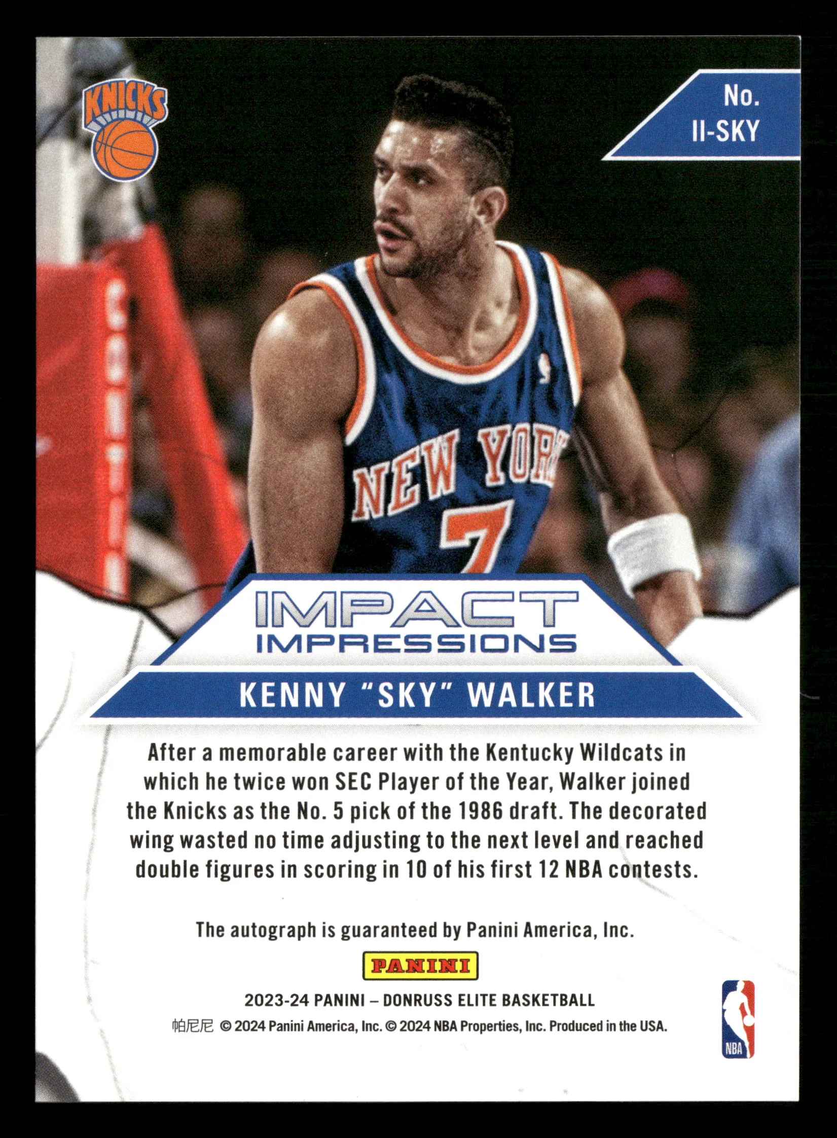 2023-24 Donruss Elite #II-SKY Kenny "Sky" Walker Impact Impressions Gold #/10 - Image 2