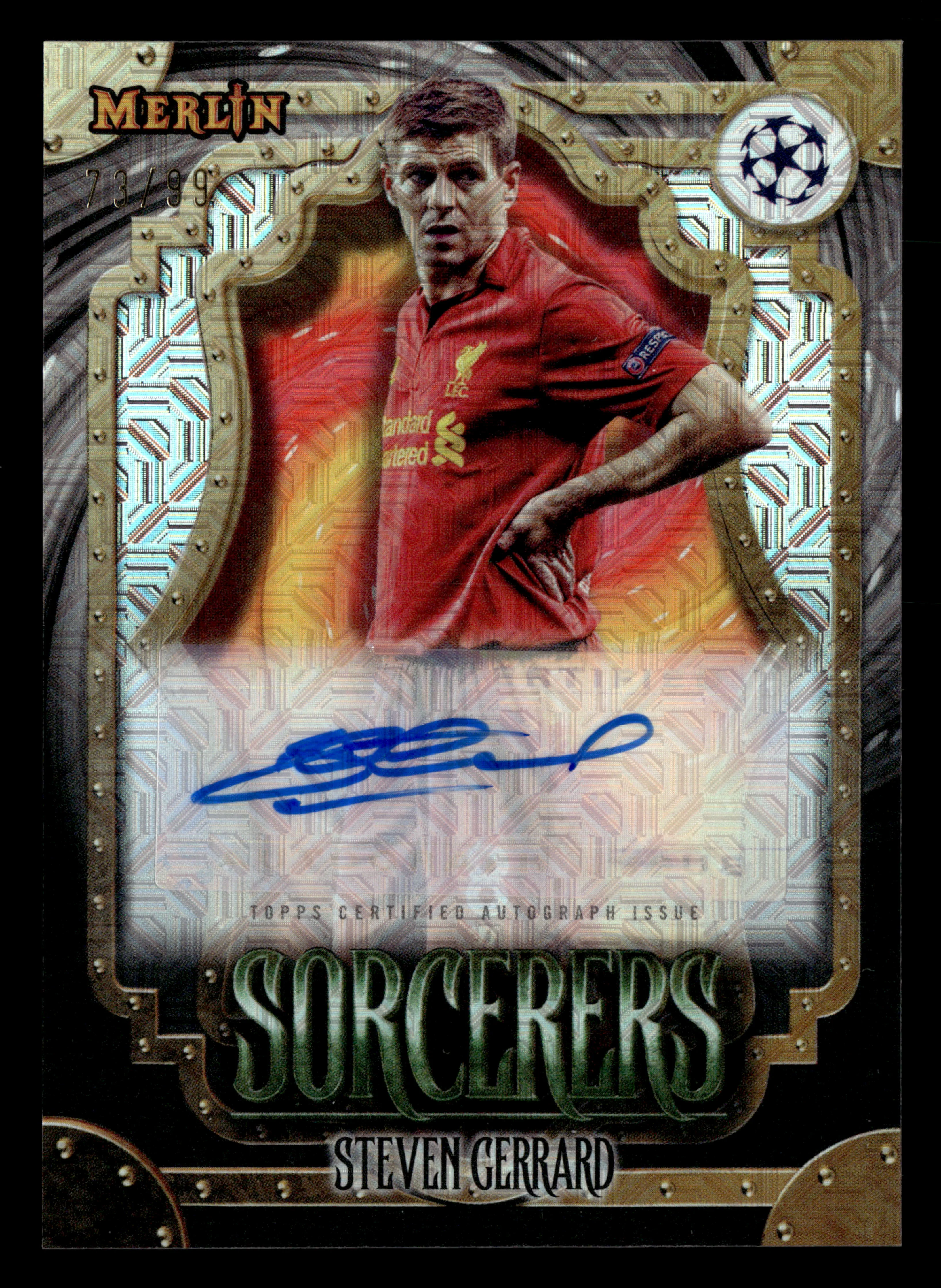 2023-24 Merlin UEFA Club Competitions #SA-GE Steven Gerrard Sorcerer's Auto #/99