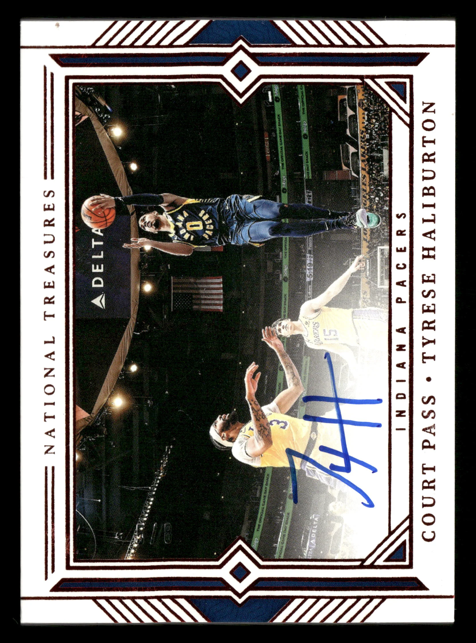 2023/24 Panini National Treasures No CP-HAL Tyrese Haliburton Court Pass Autograph 5/8