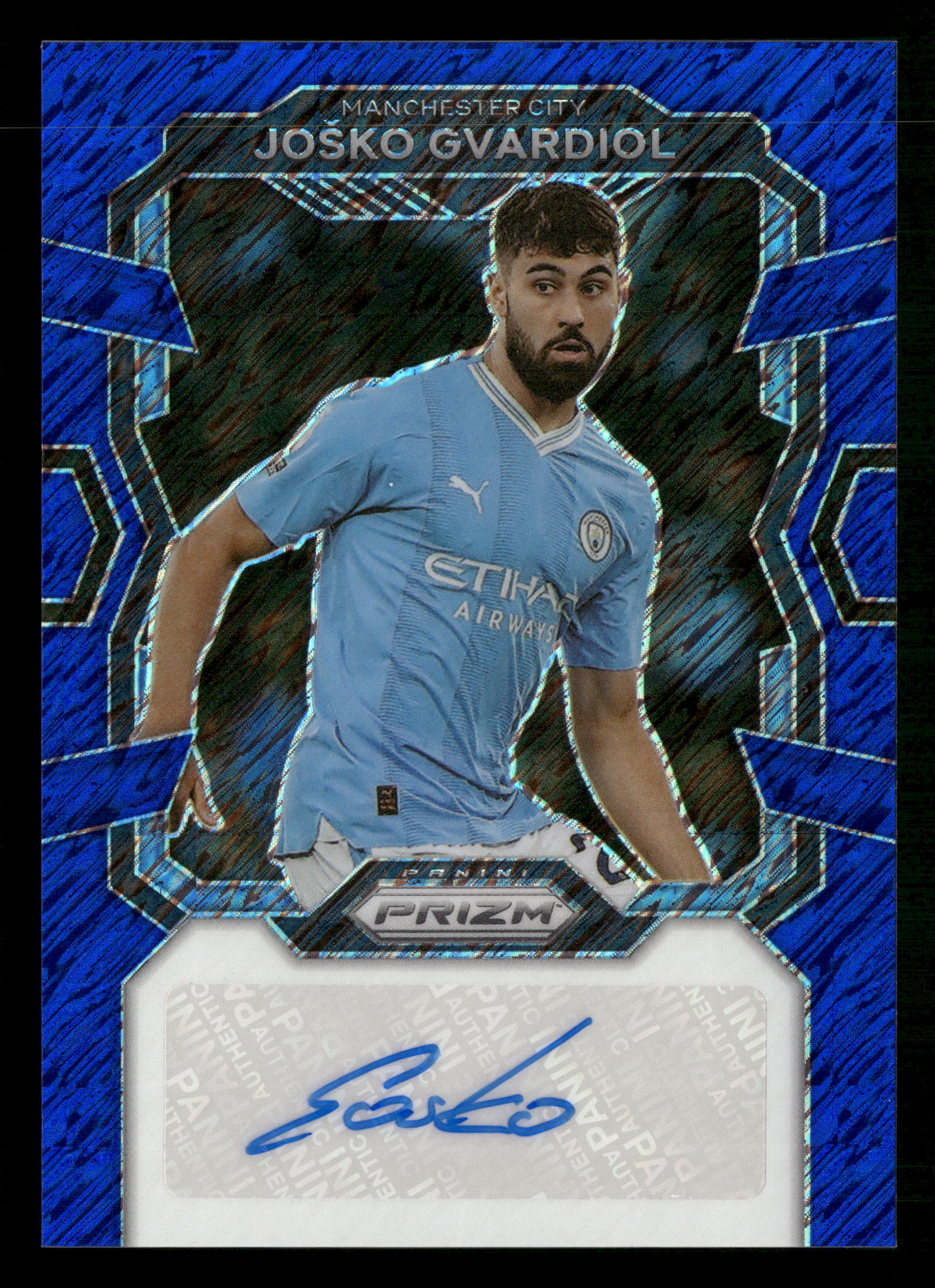 2023-24 Panini Prizm Premier League #S-JG Josko Gvardiol Blue Shimmer Auto SSP