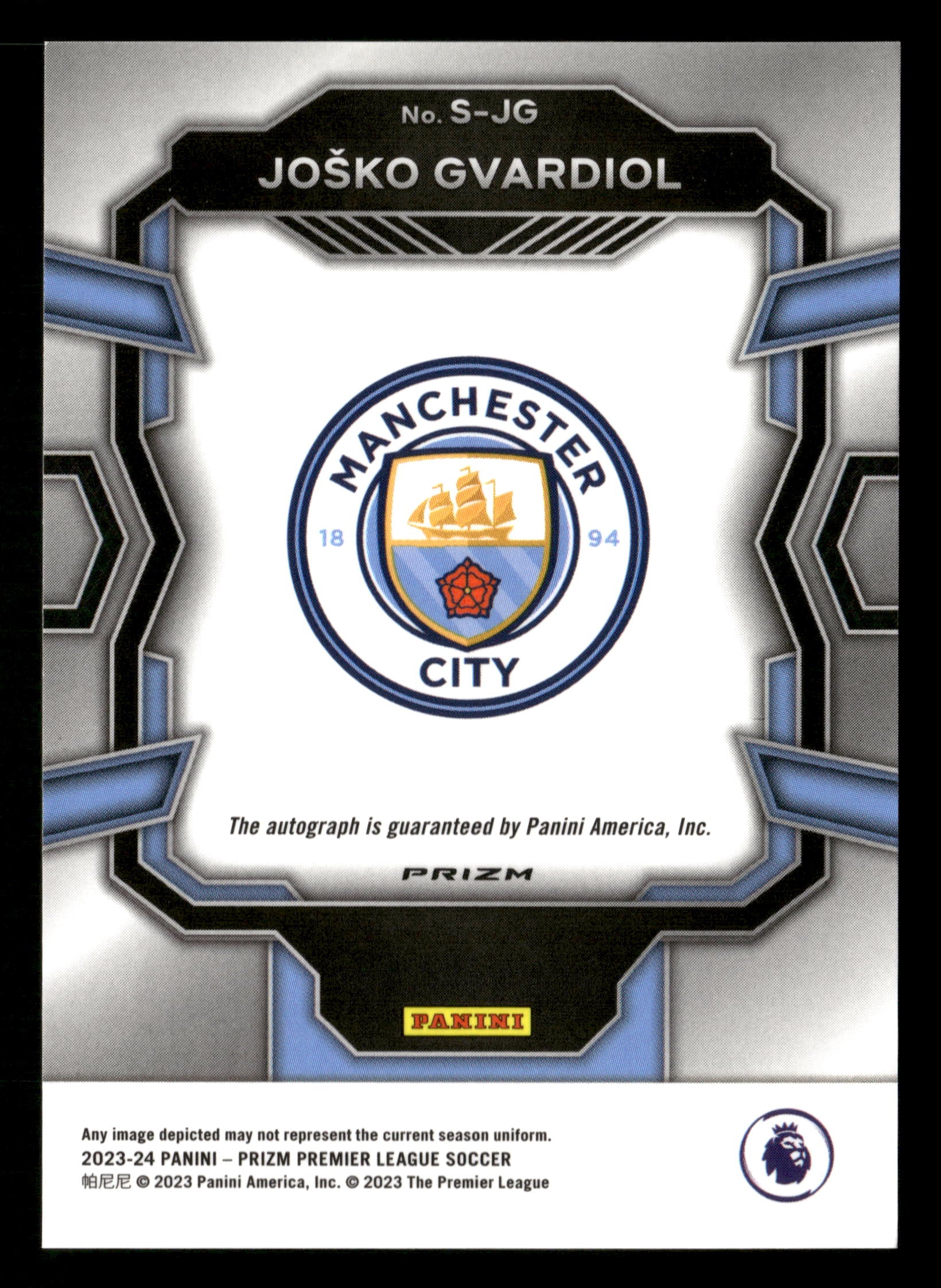 2023-24 Panini Prizm Premier League #S-JG Josko Gvardiol Blue Shimmer Auto SSP - Image 2