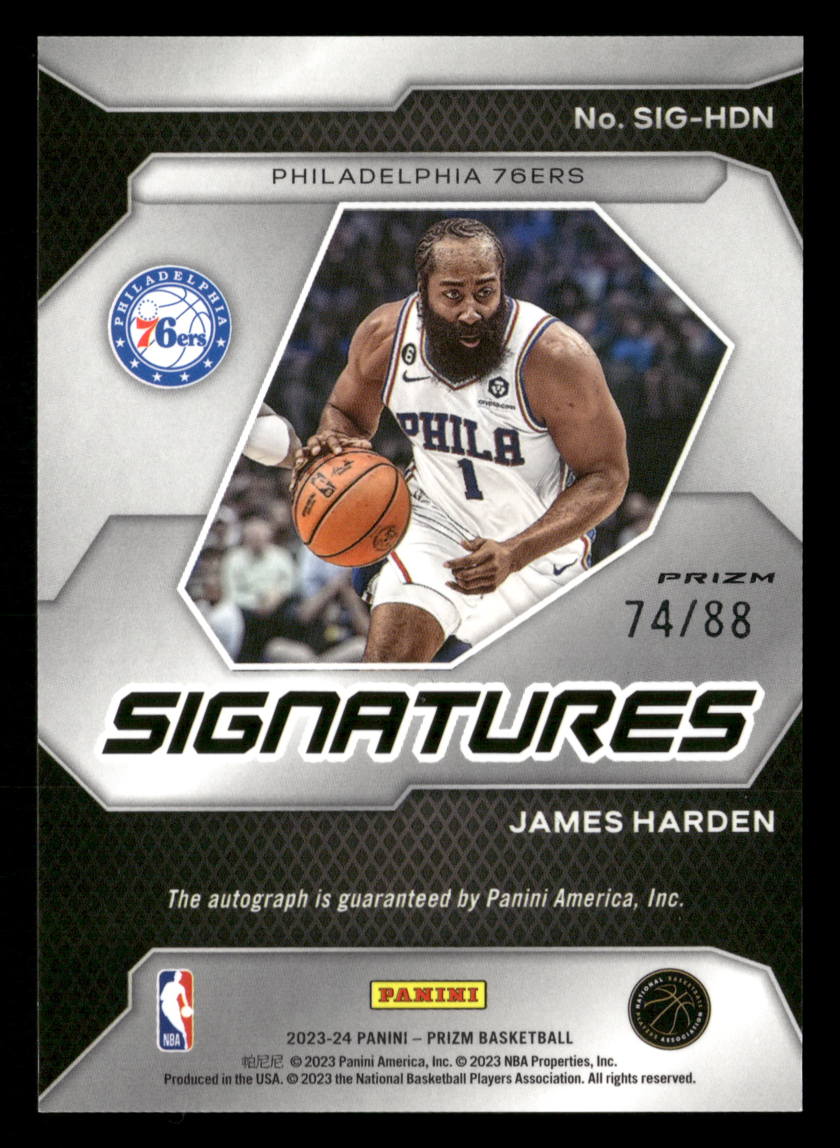 2023-24 Panini Prizm #SIG-HDN James Harden Signatures Prizms Choice #/88 - Image 2