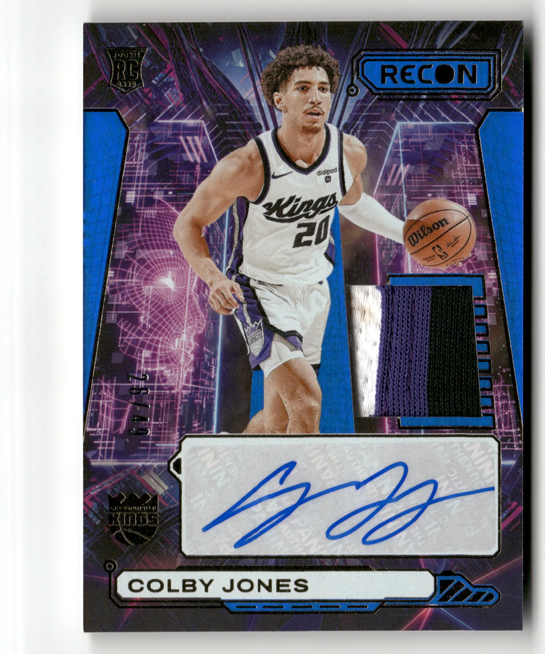 2023-24 Panini Recon #NPA-CBY Colby Jones Novice Patch Autographs Blue #/49