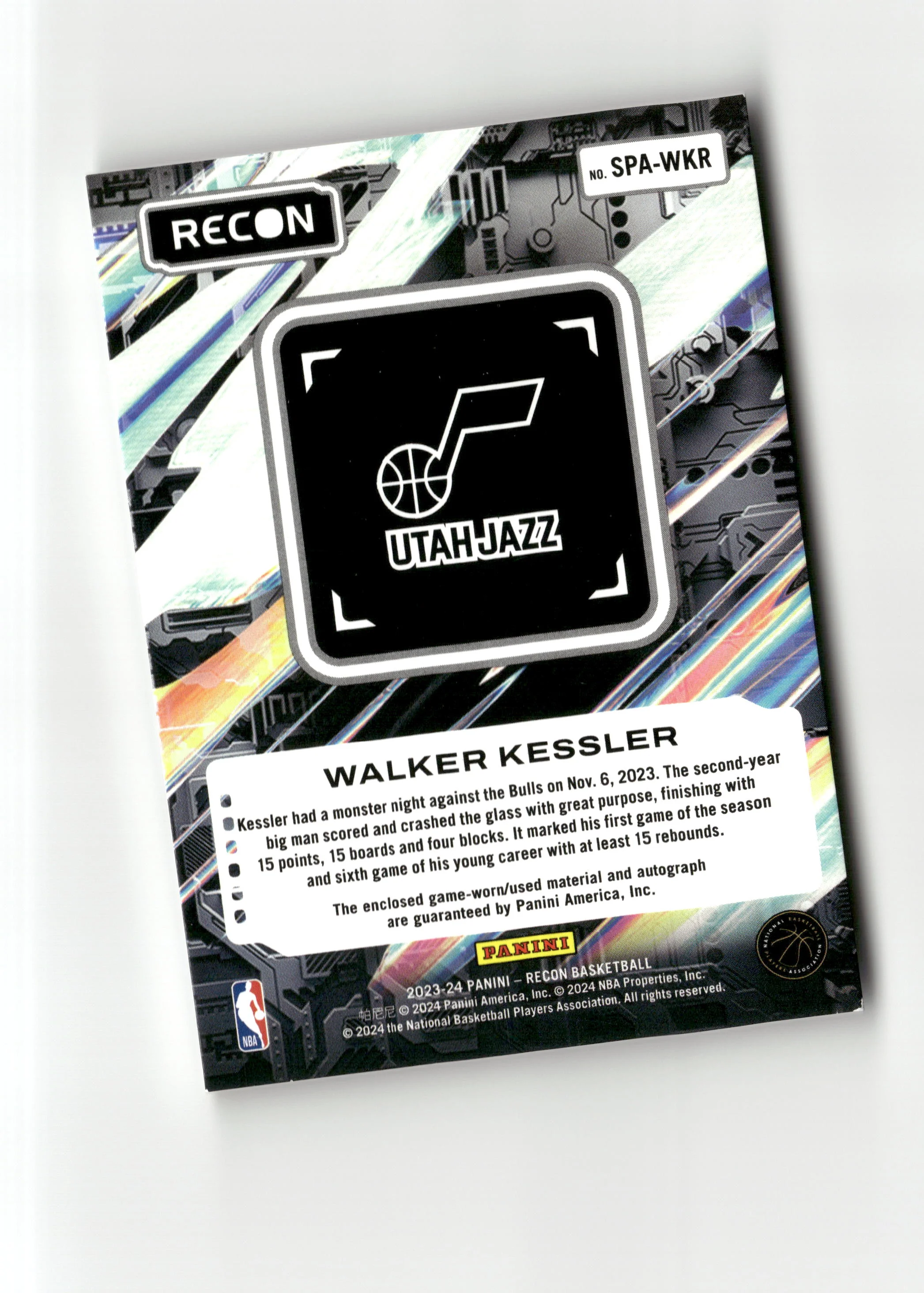 2023-24 Panini Recon #SPA-WKR Walker Kessler Seasoned Pro Autographs #/75 - Image 2