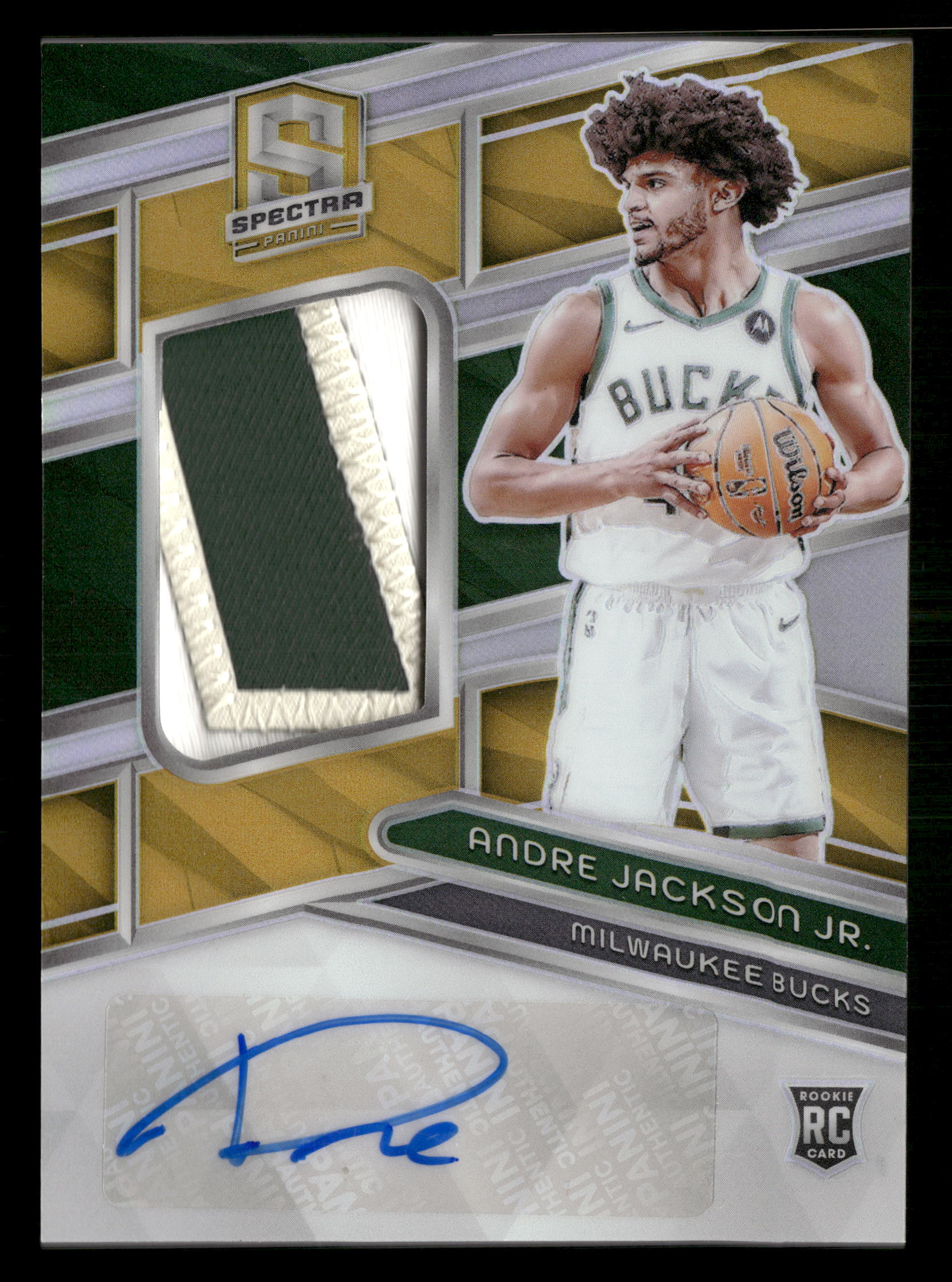 2023-24 Panini Spectra Basketball No.213 Andrew Jackson Jr. Gold RPA Rookie Patch Auto /10