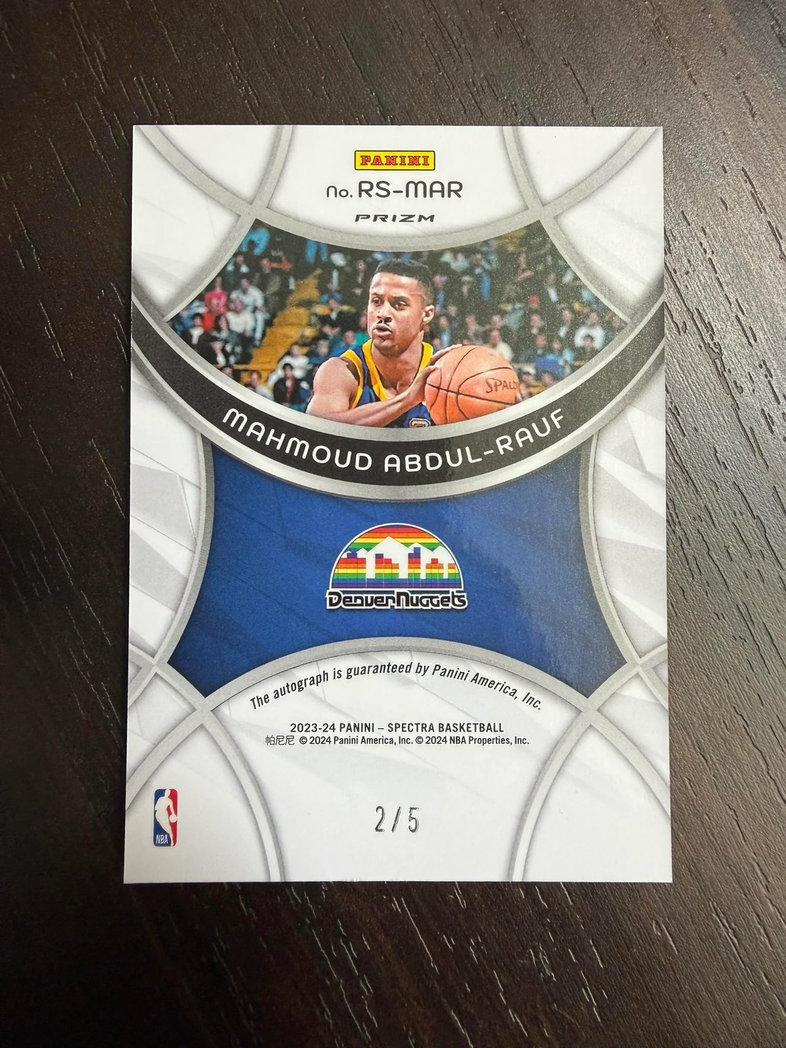 2023-24 Panini Spectra #RS-MAR Mahmoud Abdul-Rauf Radiant Signatures Marble #/5 - Image 2