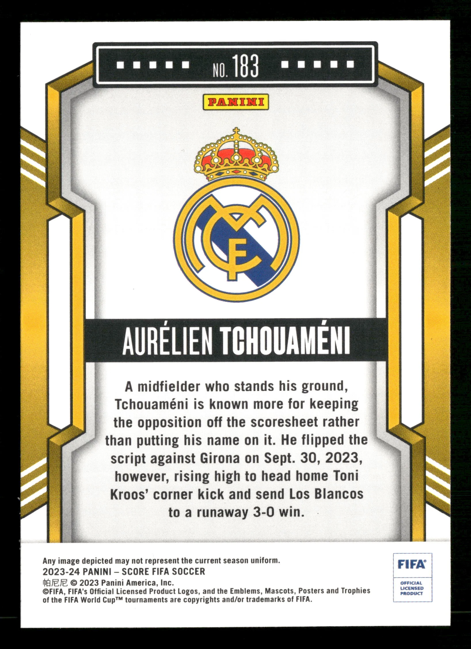2023-24 Score FIFA #183 Aurélien Tchouaméni Bronze Swirl #/25 - Image 2