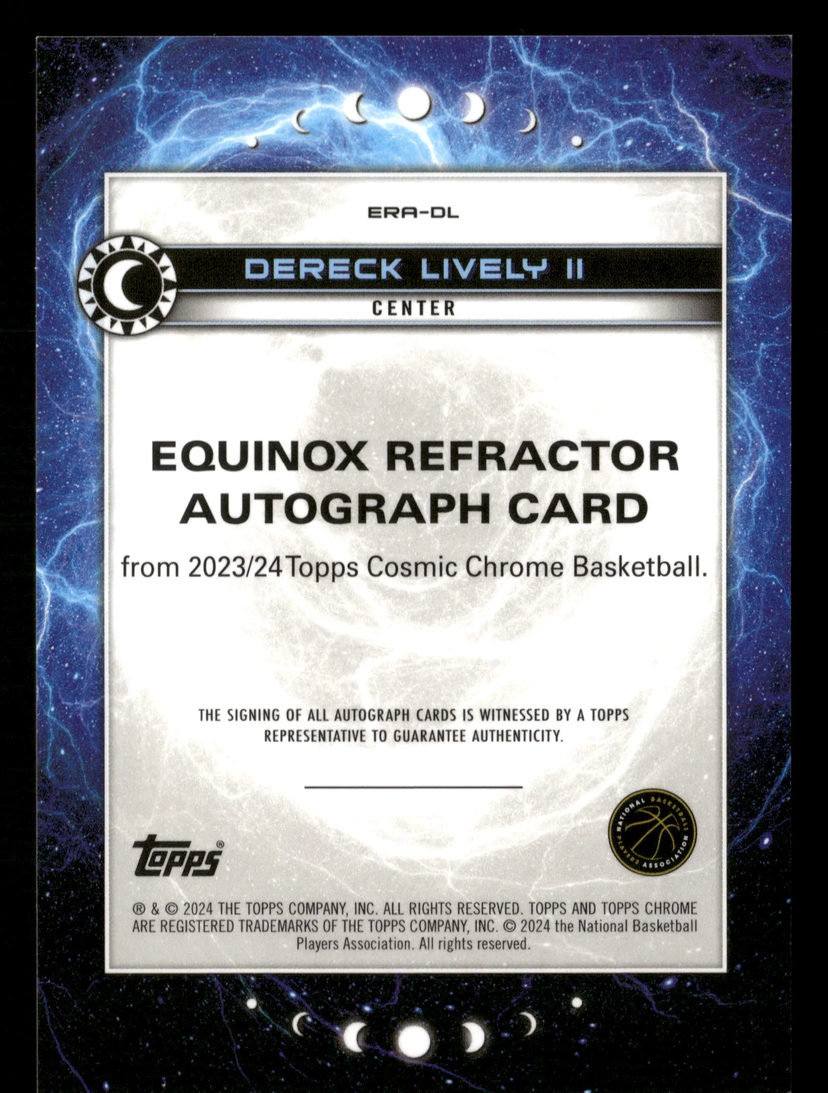 2023-24 Topps Chrome Cosmic #ERA-DL Dereck Lively II Equinox Auto /75 - Image 2