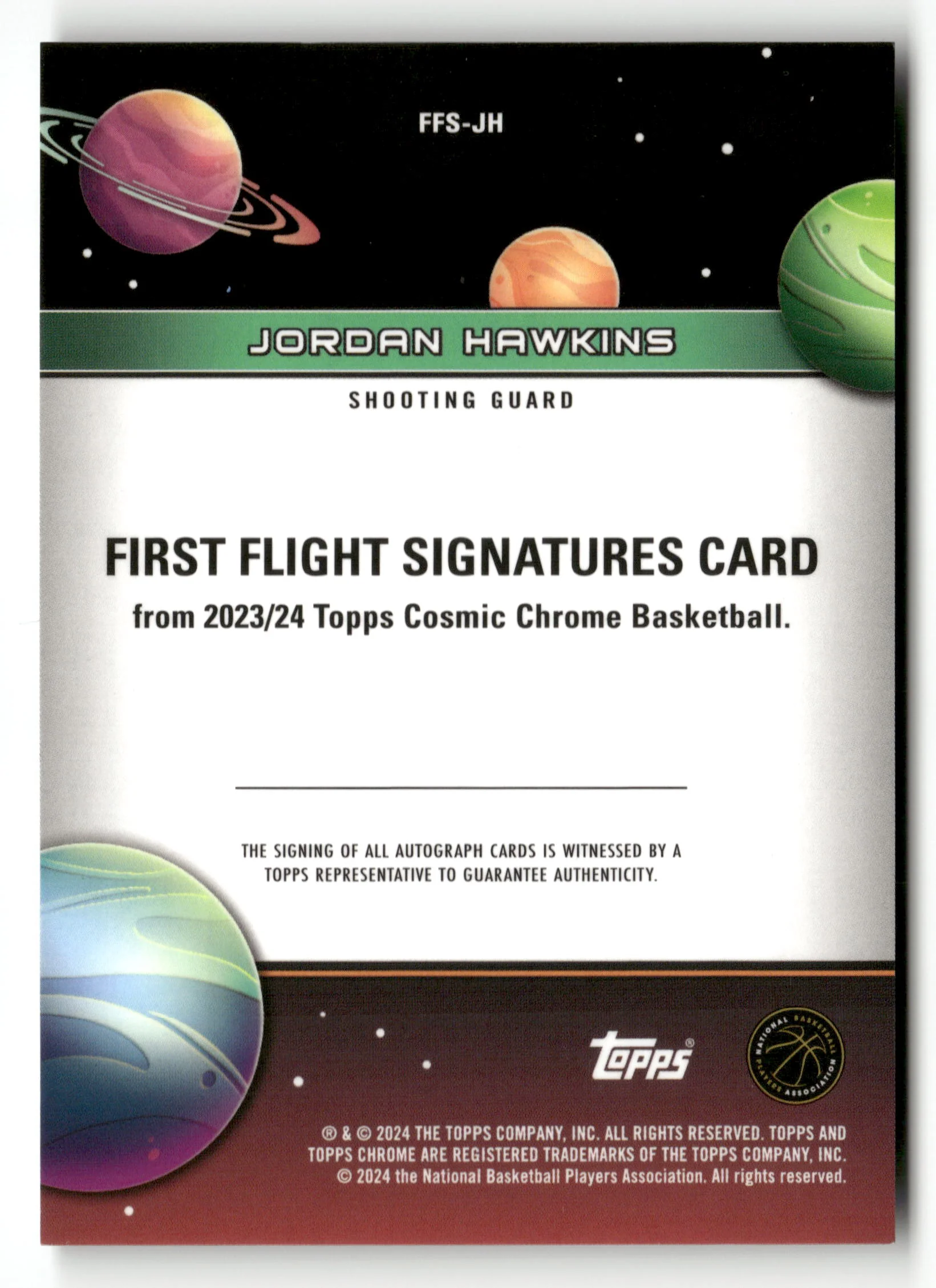 2023-24 Topps Chrome Cosmic #FFS-JH Jordan Hawkins First Flight Auto /25 - Image 2