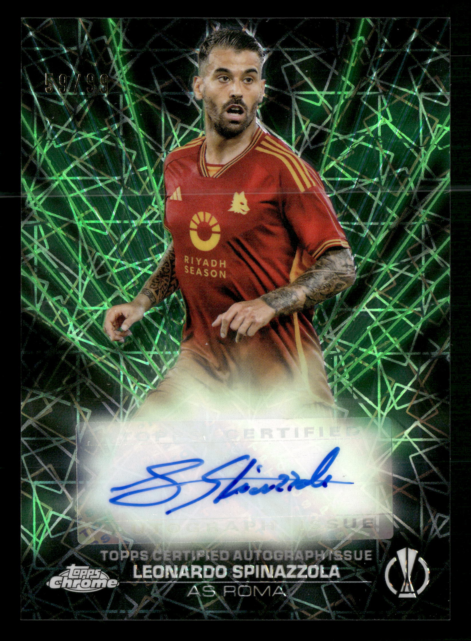 2023-24 Topps Chrome UCC #BLA-SL Leonardo Spinazzola Black Lazer Auto /99 - Image 3