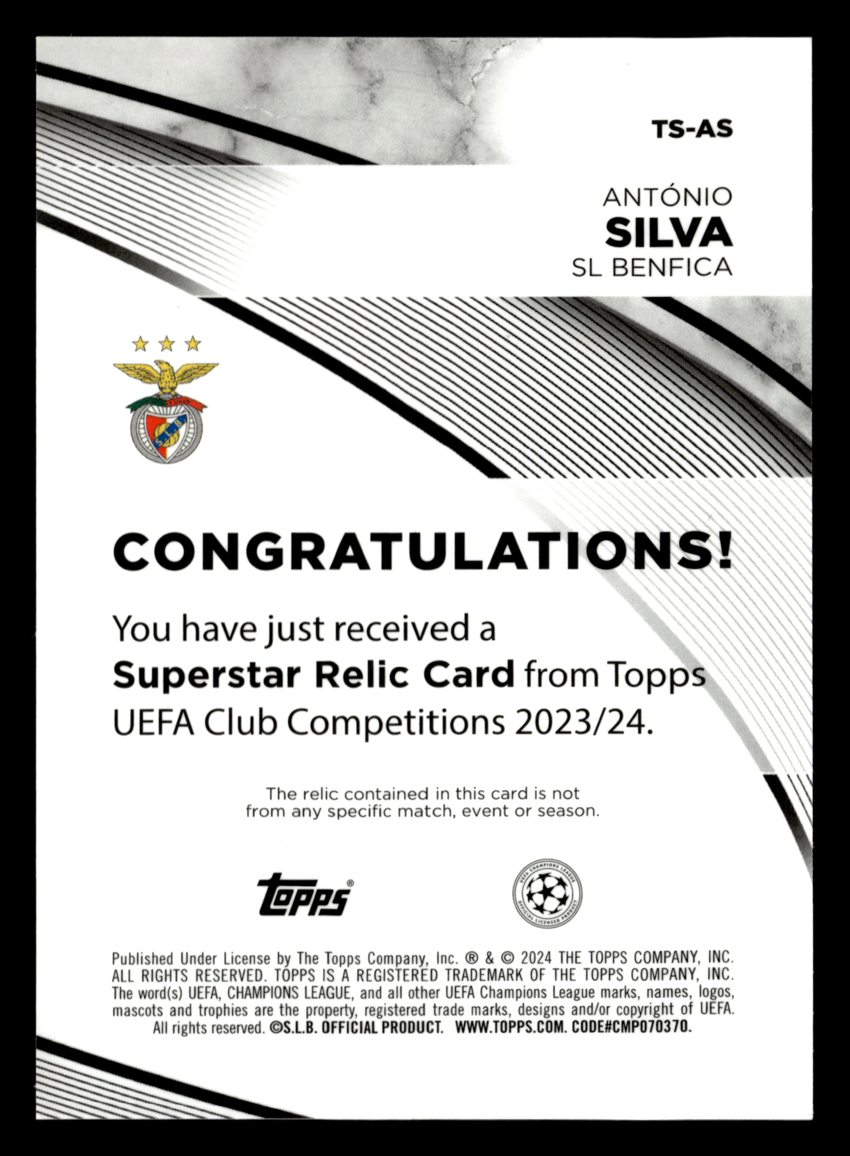2023-24 Topps UCC #TS-AS António Silva Topps Superstar Relics - Image 2