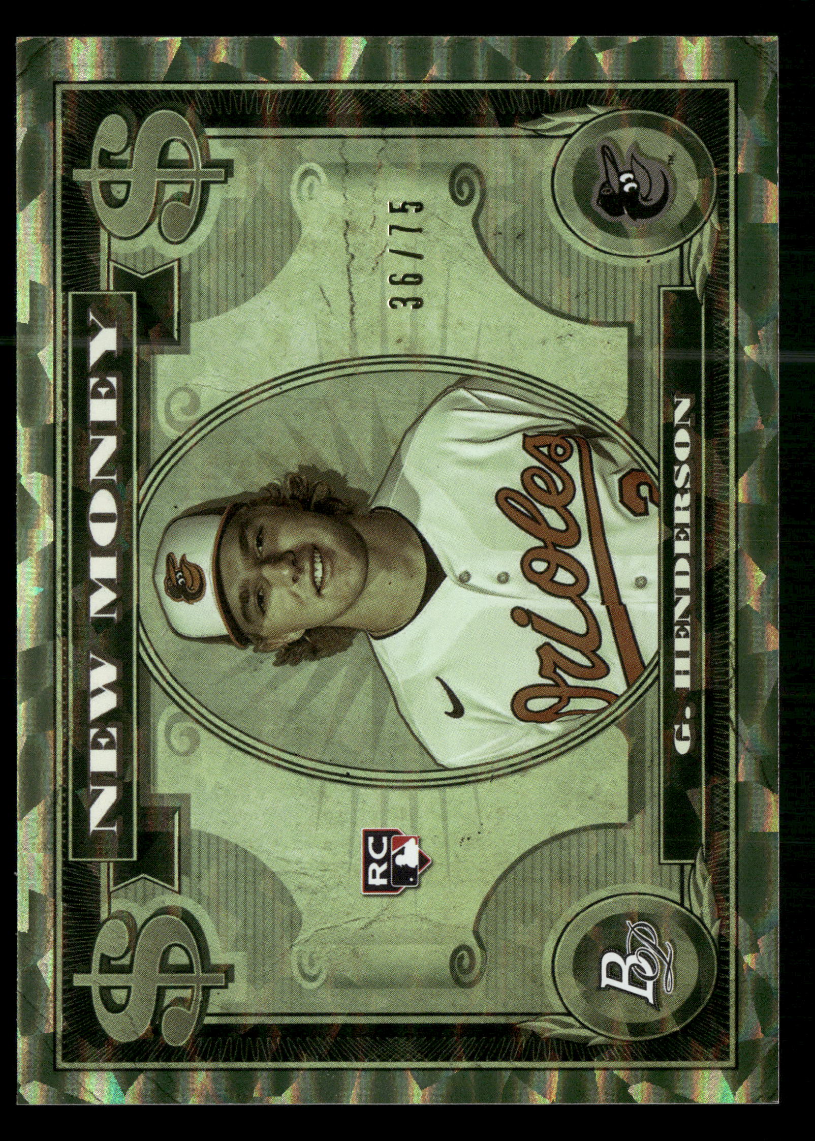 2023 Bowman Platinum #NM-1 Gunnar Henderson New Money Ice Foil SP #/75