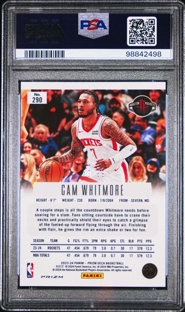 2023 Deca #290 Cam Whitmore Purple Prizm #/99 PSA 10 - Image 2