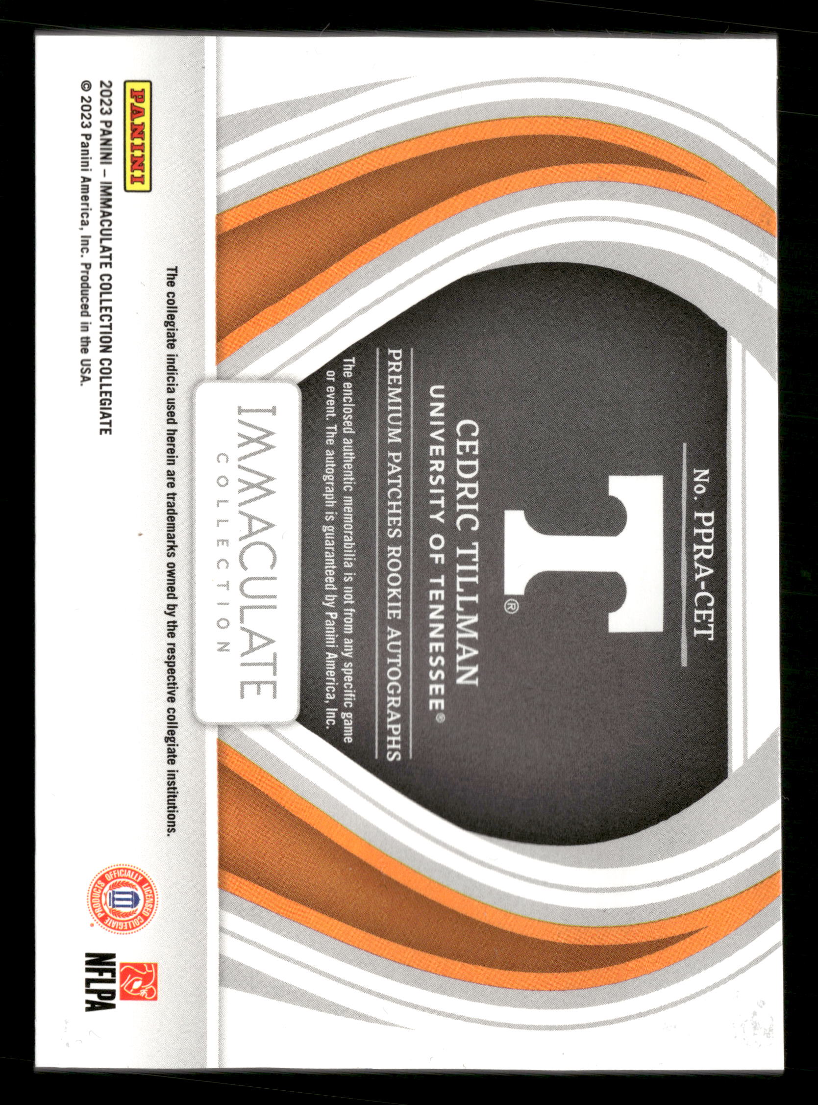 2023 Immaculate Collegiate #PPRA-CET Cedric Tillman Premium Patches RC Auto #/99 - Image 2