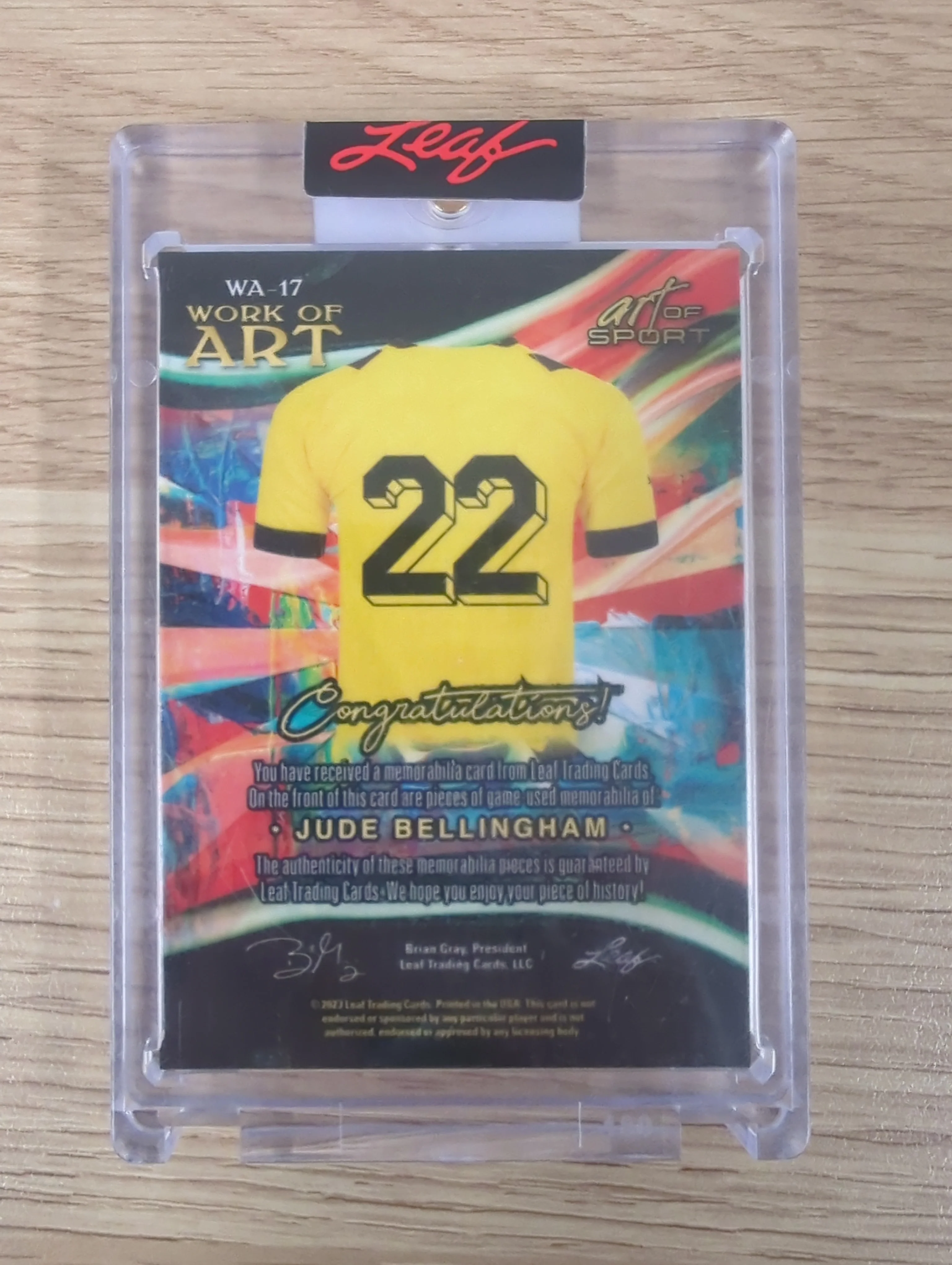 2023 Leaf Art of Sport - #WA-17 Work of Art Jude Bellingham Patch #/35 - Image 2