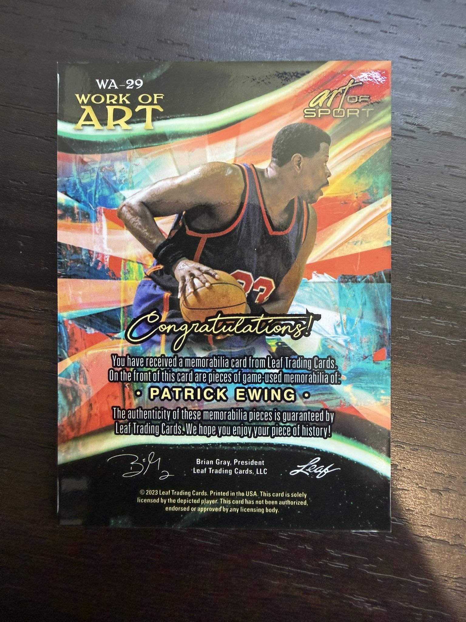 2023 Leaf #WA-29 Patrick Ewing Work of Art Purple #/5 - Image 2