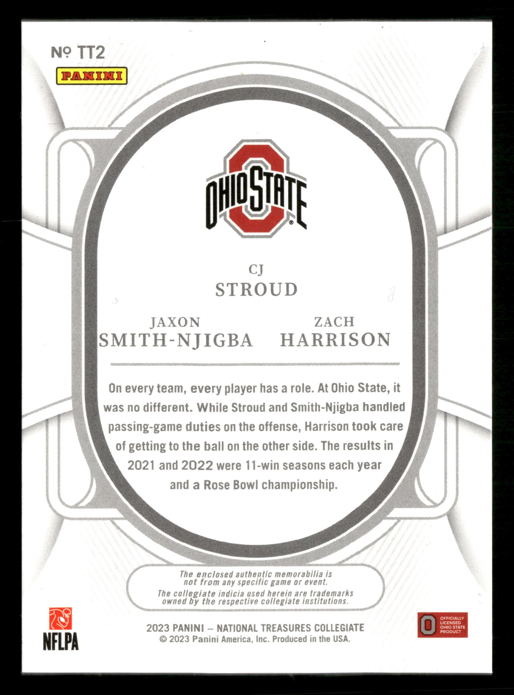 2023 NT Collegiate Harrison / Stroud / Smith-Njigba Team Trio Materials #/99 - Image 2
